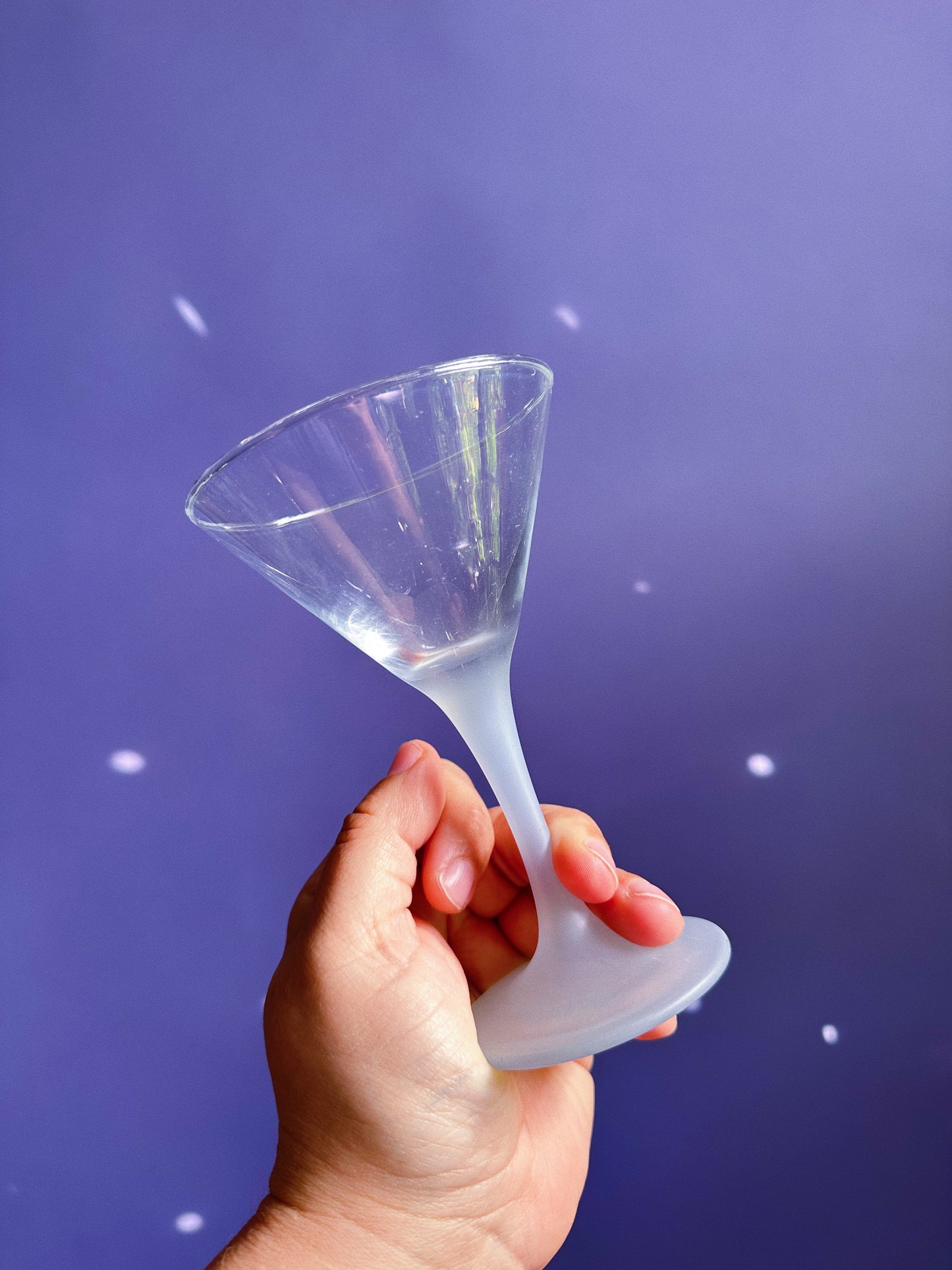 Beautiful Pair of Frosted Blue Stemmed Martini Glasses