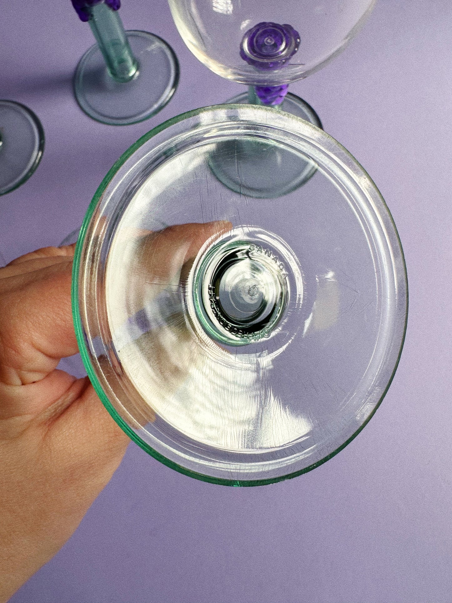 Rare Set Of 6 PrecisionCraft Acrylic Vintage Wine Glass Grapes Stem