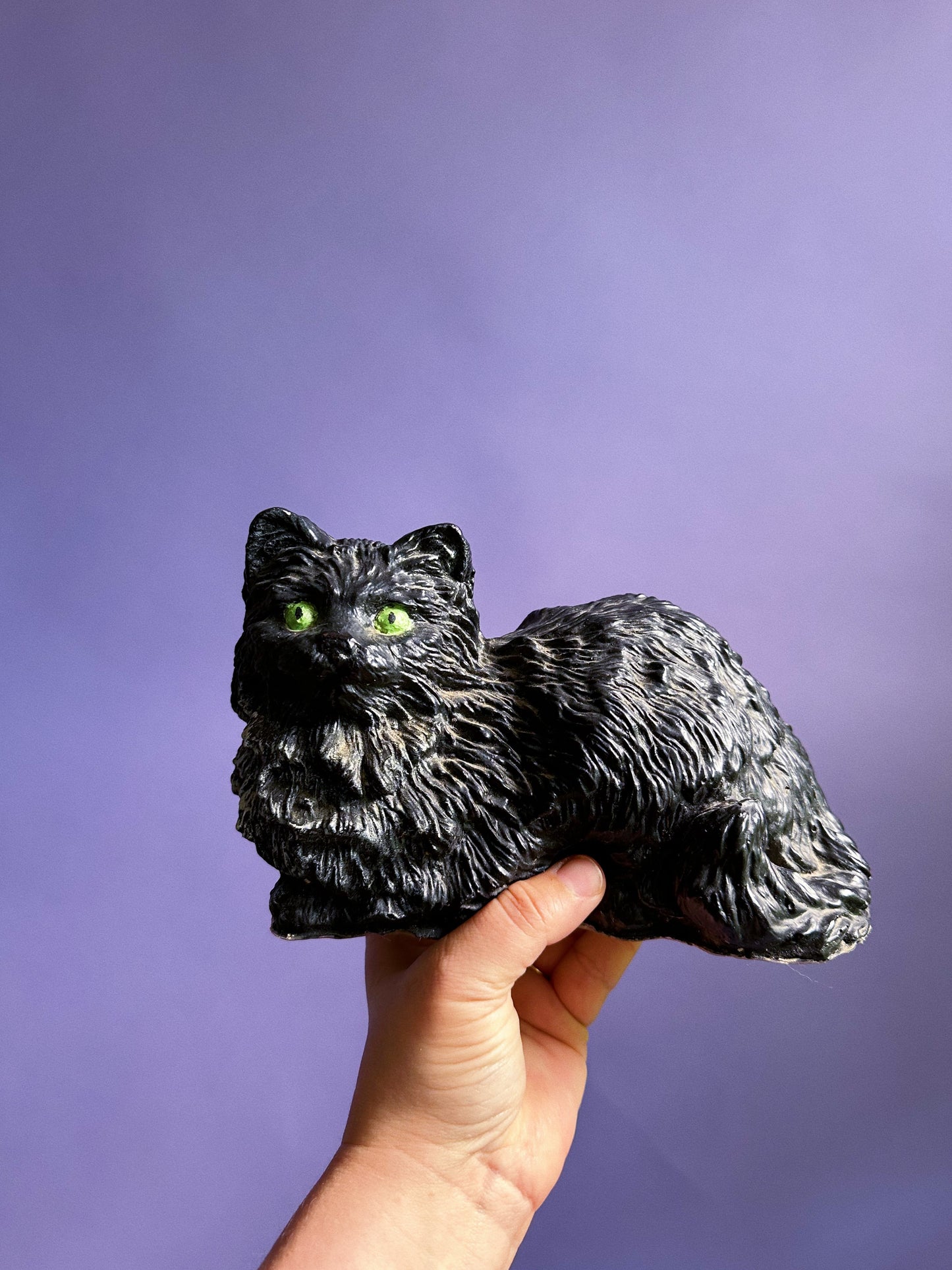 Vintage Very Heavy Cement Black Cat Door Stop