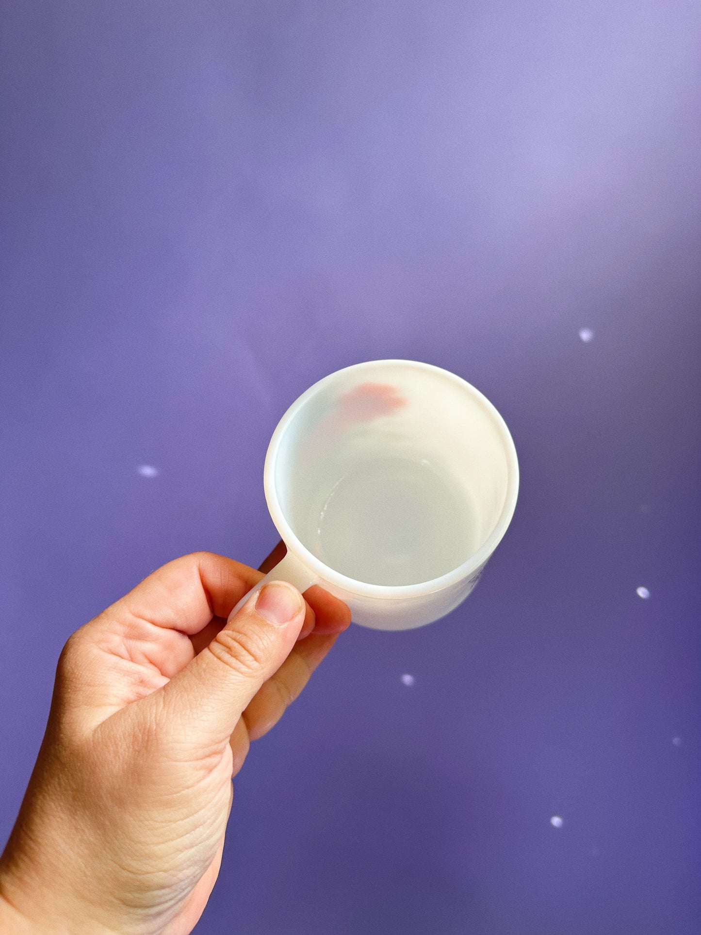 Vintage Brockway Flower of the Month Milk Glass Mug Cosmos October