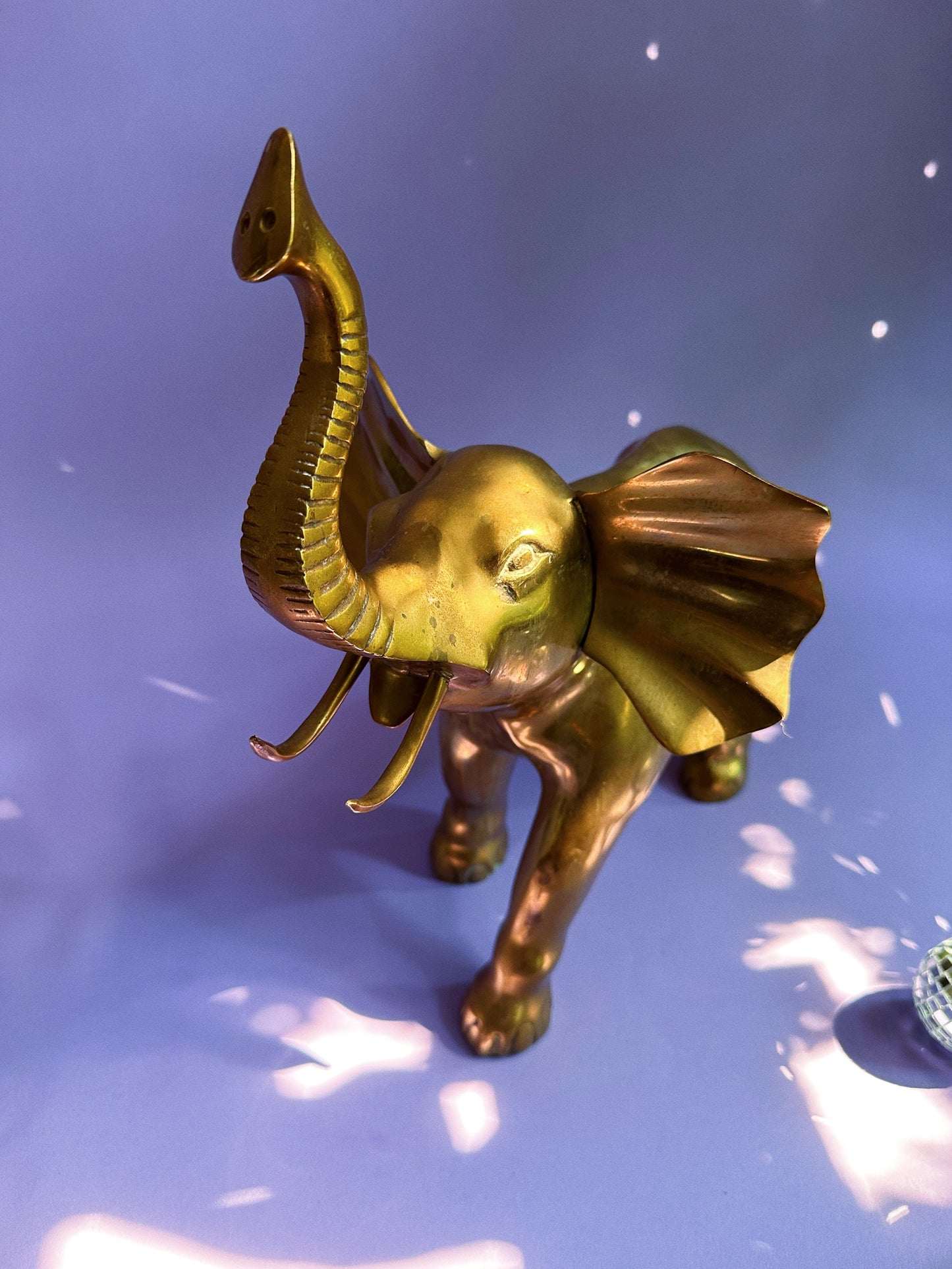 Vintage Brass Elephant Statue 14” X 14” Large Trunks Up Door Stopper Heavy