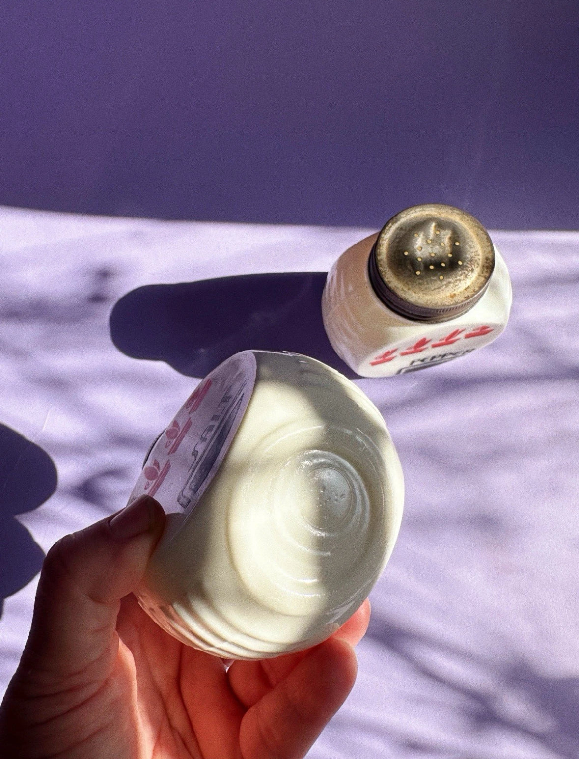 Vintage Fire-King Uranium Vitrock Red Flower Pots Salt & Pepper Set c.1950