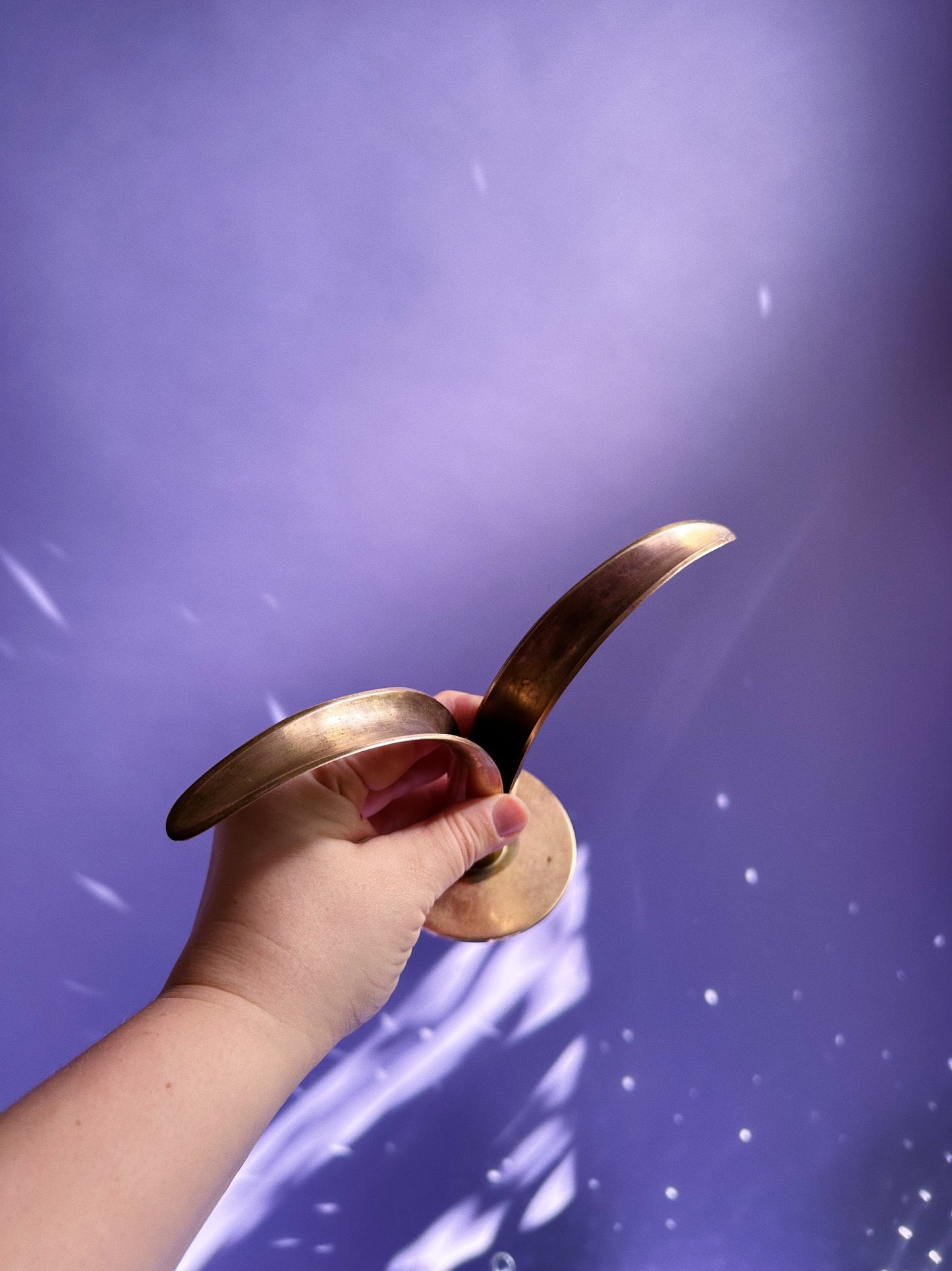 Mid Century Modern Lily Shaped Ystad Brass Metal Candlestick Candle Holders