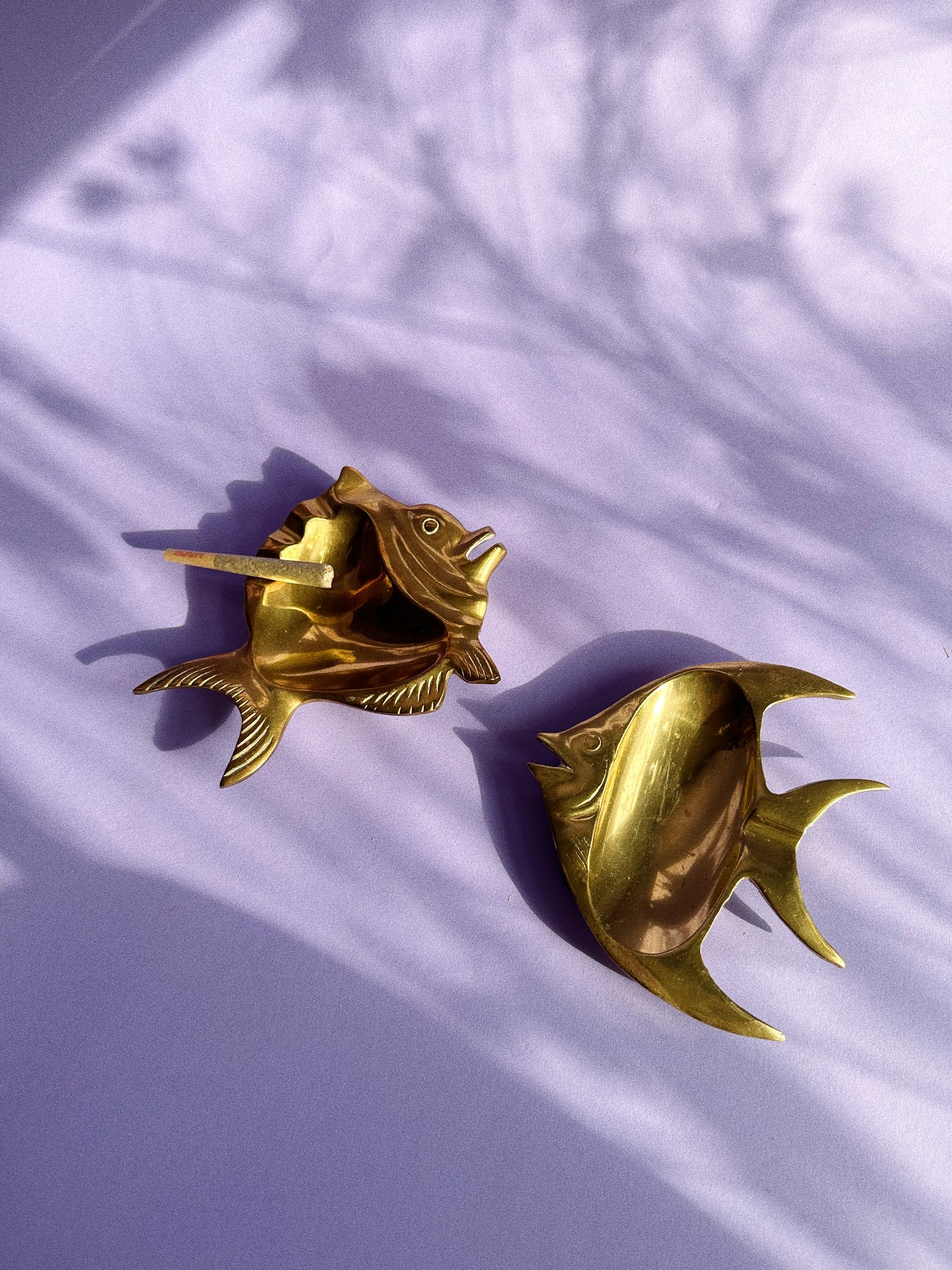 Vintage Solid Brass Fish Ashtrays