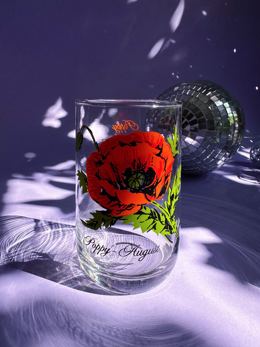 Vintage Floral Brockway Poppy August Medium Glass Tumbler