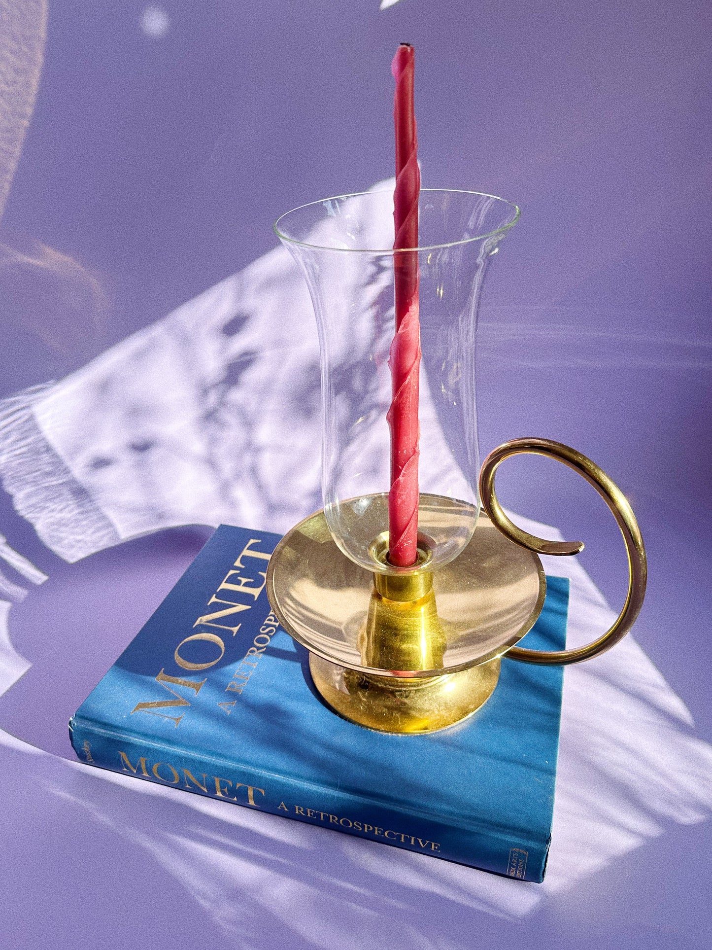 Vintage Baldwin USA Solid Brass Hurricane Candle Holder Lamp Glass