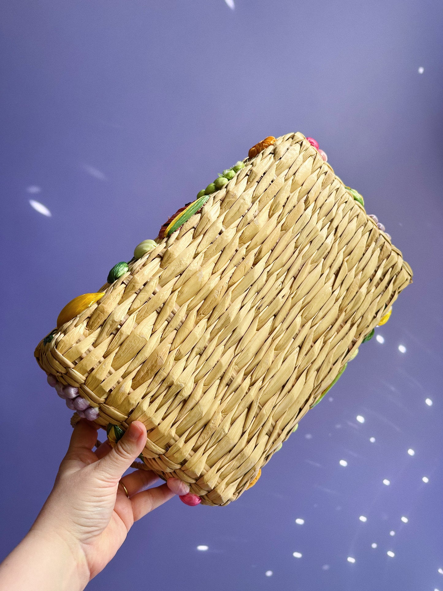 Vintage Raffia Handwoven Casserole Dish Basket