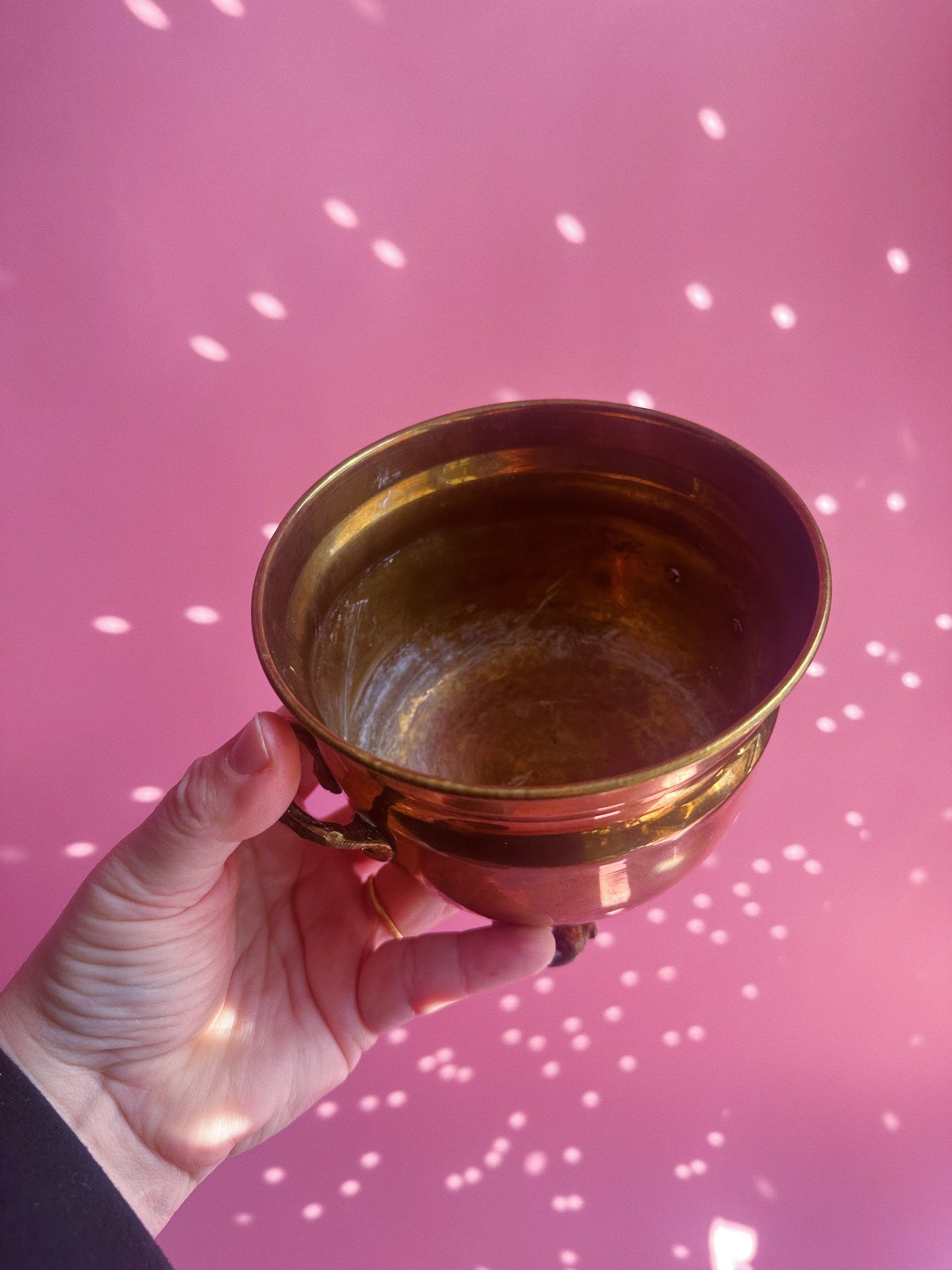 Vintage Brass Cache Pot for Indoor Houseplants