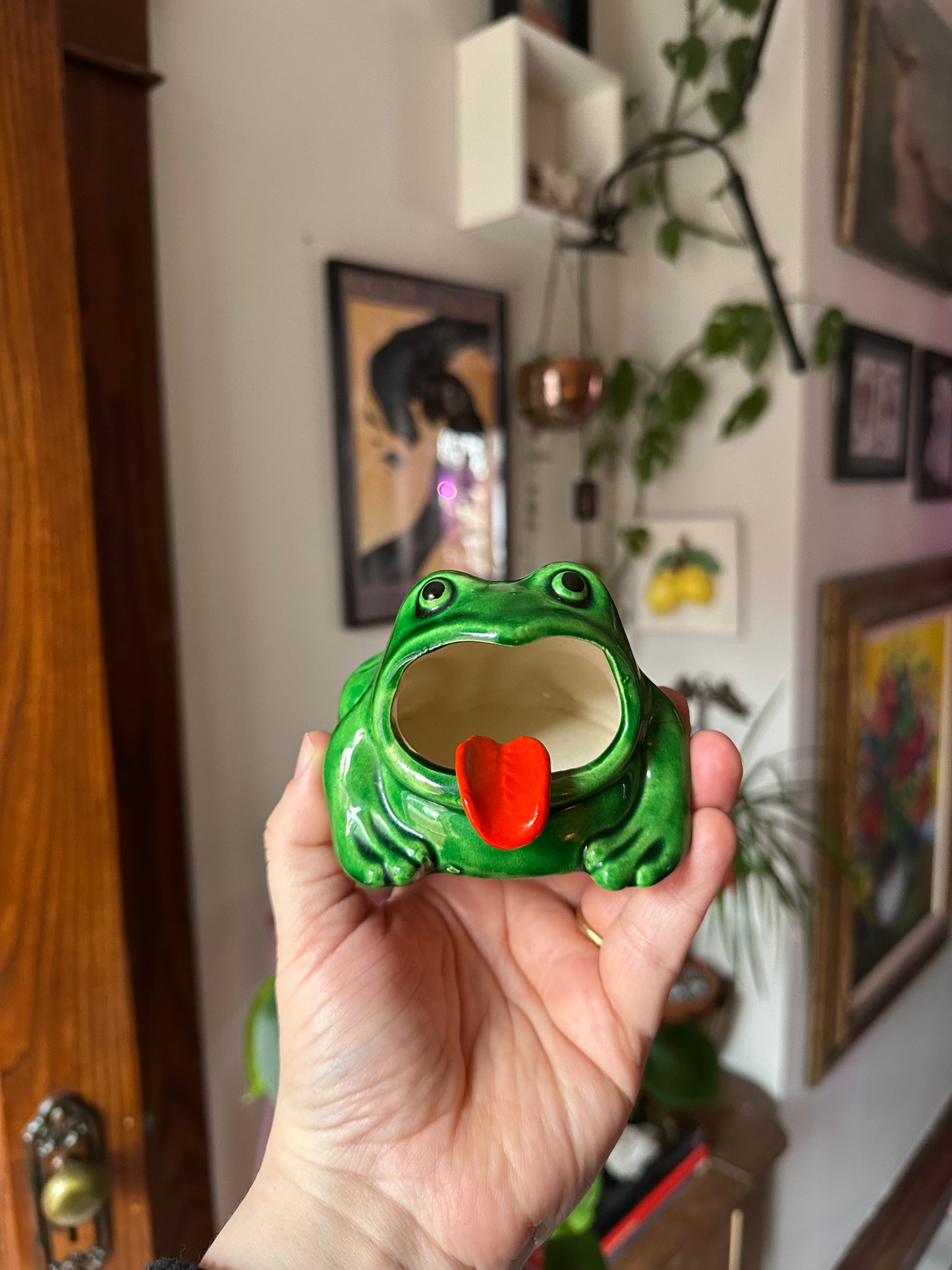 Vintage Ceramic Frog Ashtray Occupied Japan MCM
