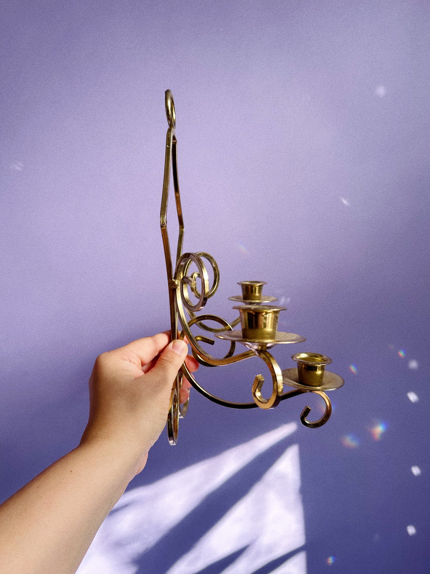 Pair of Vintage Brass 3 Candle Wall Sconces