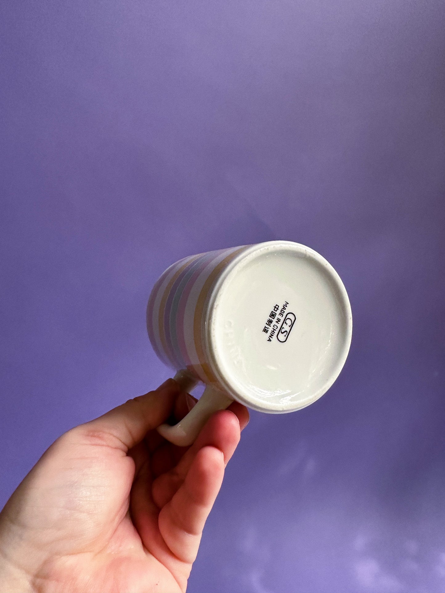 Vintage Pair of Pastel Striped Mugs