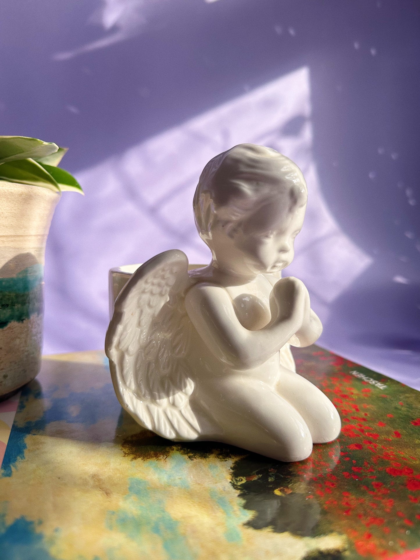 Sweet Vintage Ceramic Cherub Planter / Cache Pot