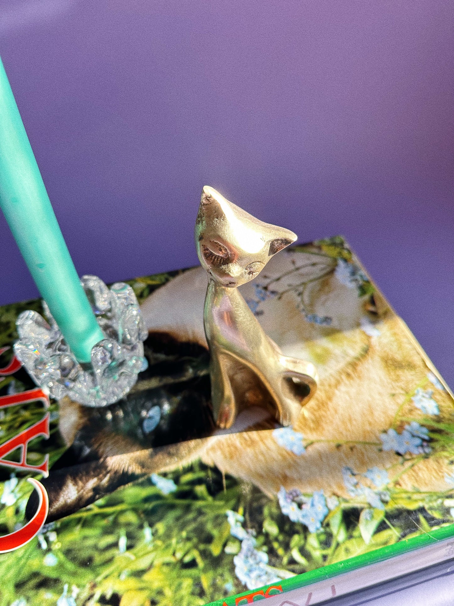 Vintage Brass Cat Sculpture