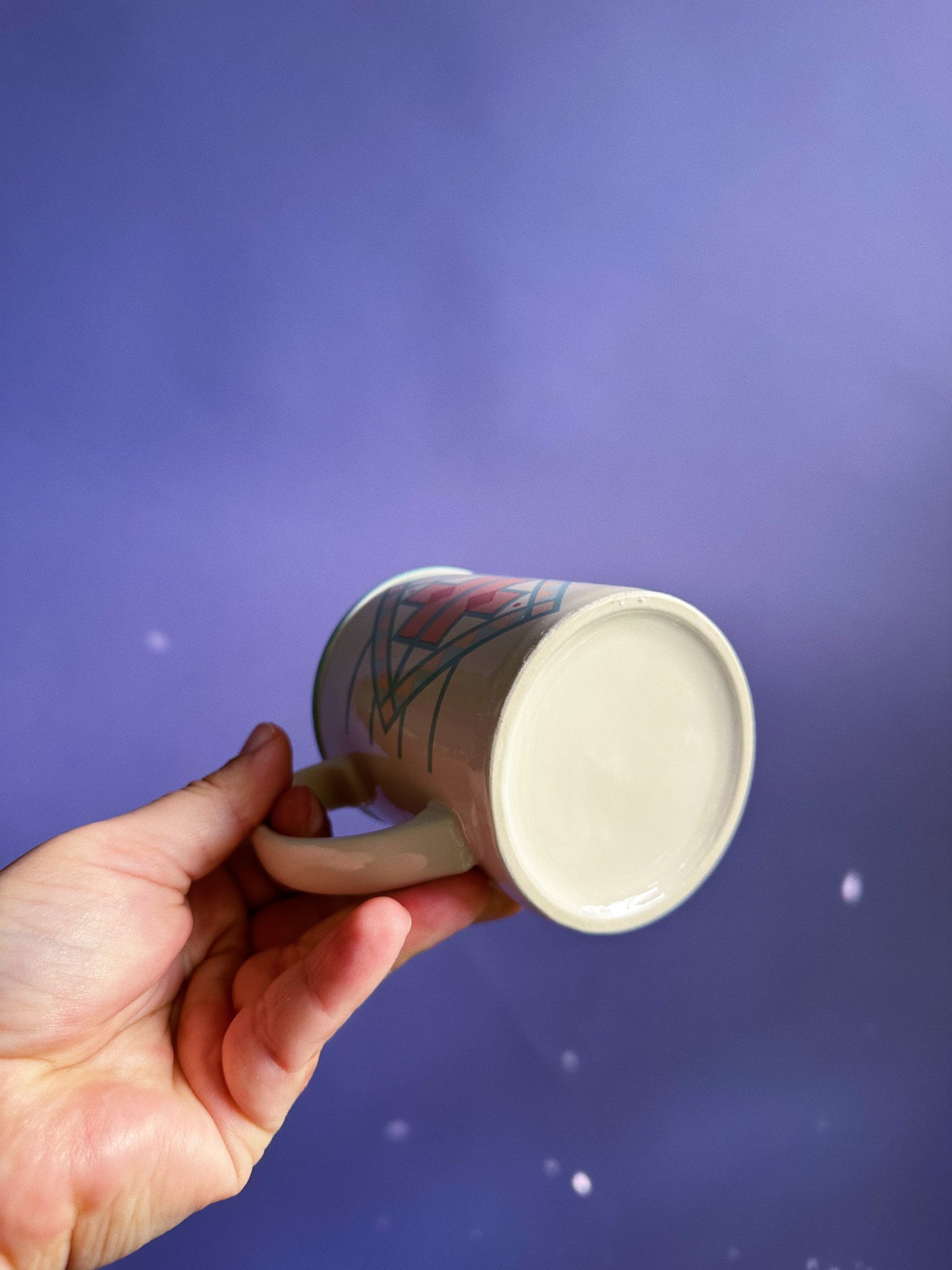 Pair of Vintage Pastel Aztec Design Coffee / Tea Mugs