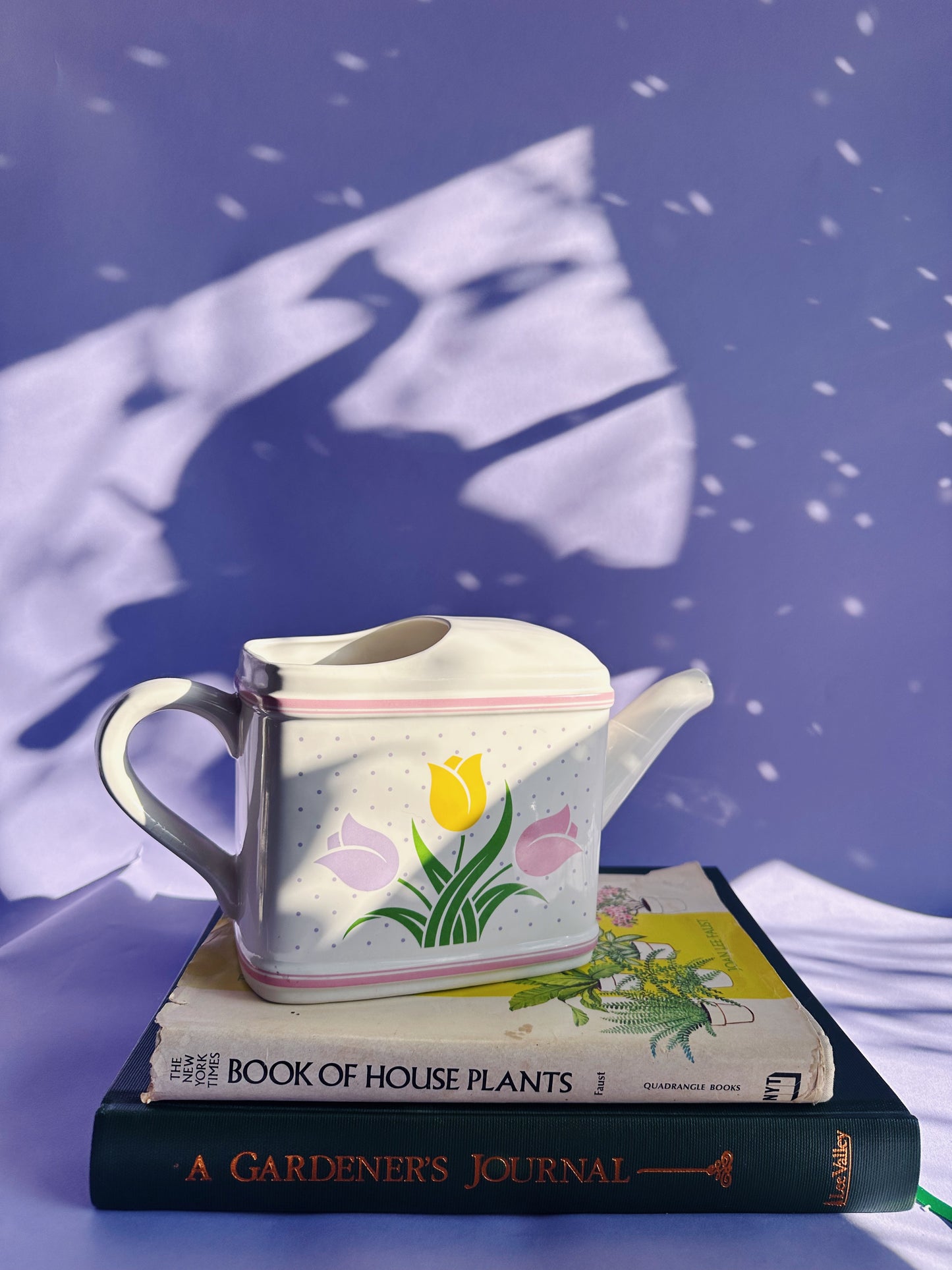 Vintage 1980s Ceramic Tulips Teleflora Plant Watering Pitcher