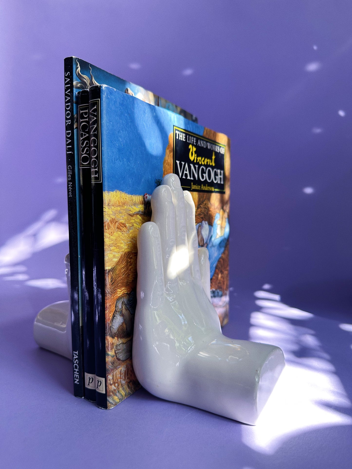 White Ceramic Hands Book Ends VTG 6.25” Weighted W/O Sand MCM NOTE