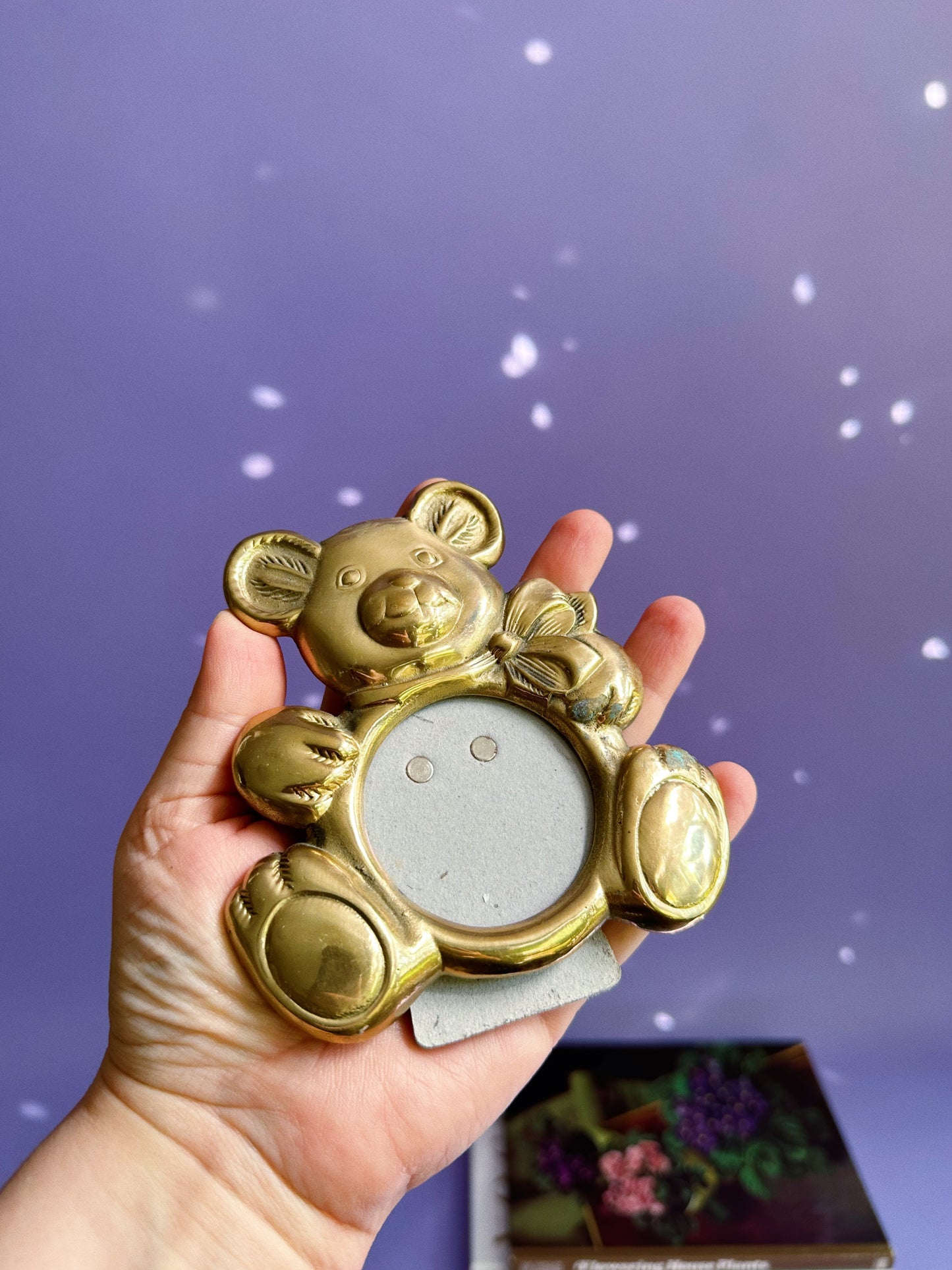 Vintage Brass Teddy Bear Picture Frame