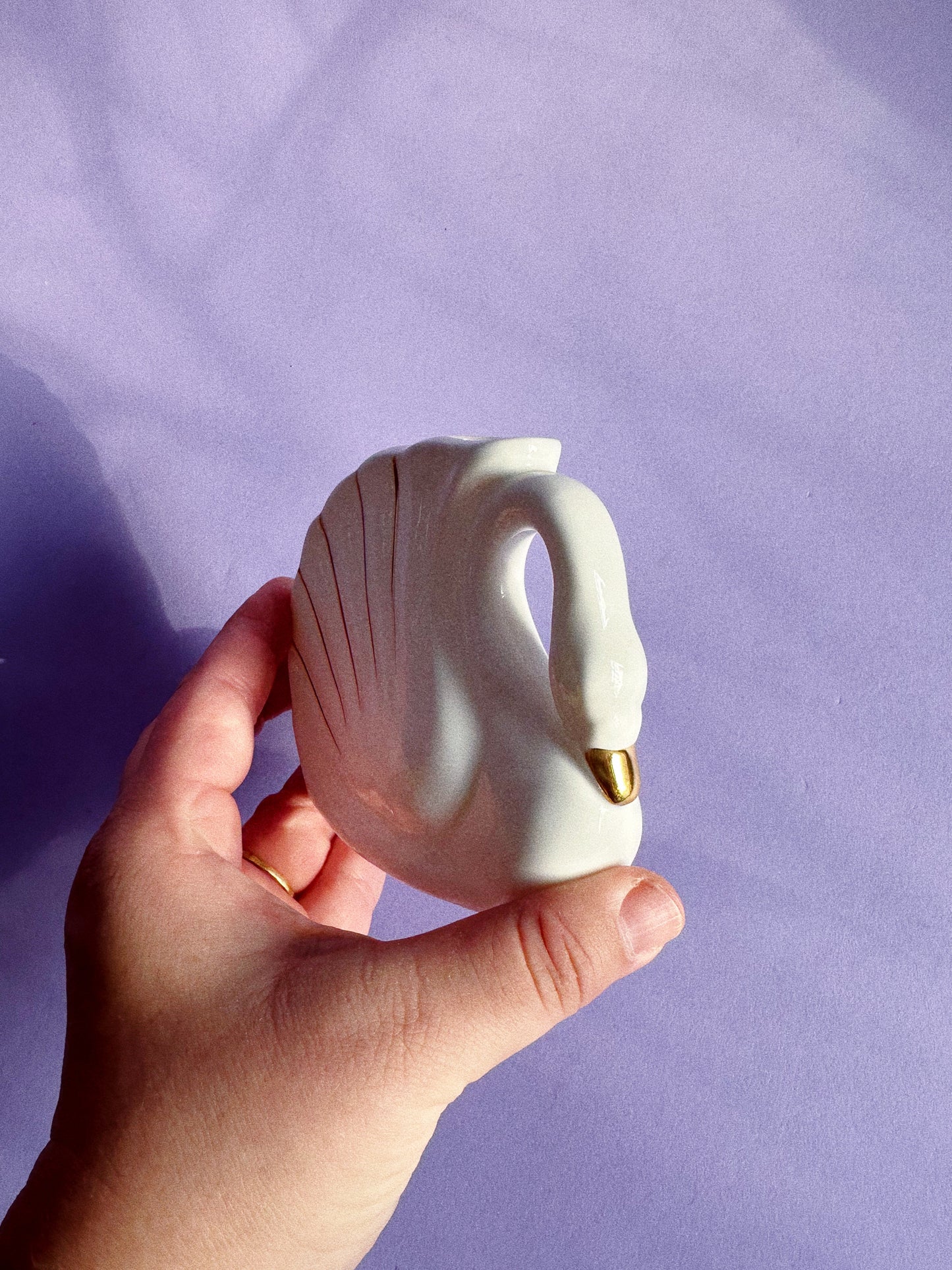 Vintage Porcelain Swan Bud Vase