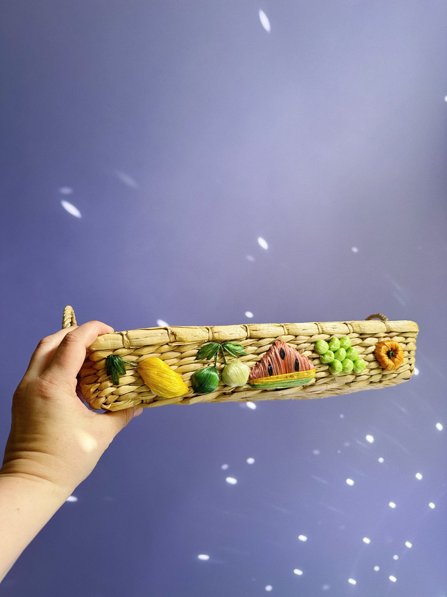 Vintage Raffia Handwoven Casserole Dish Basket