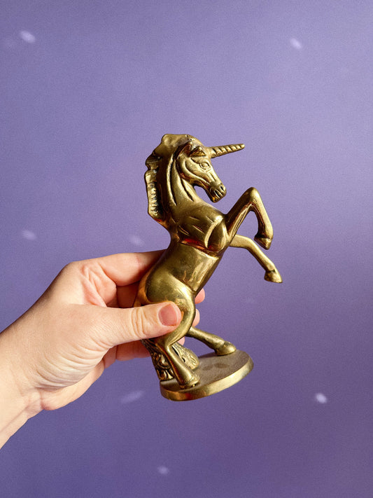 Vintage 7” Solid Brass Unicorn Sculpture
