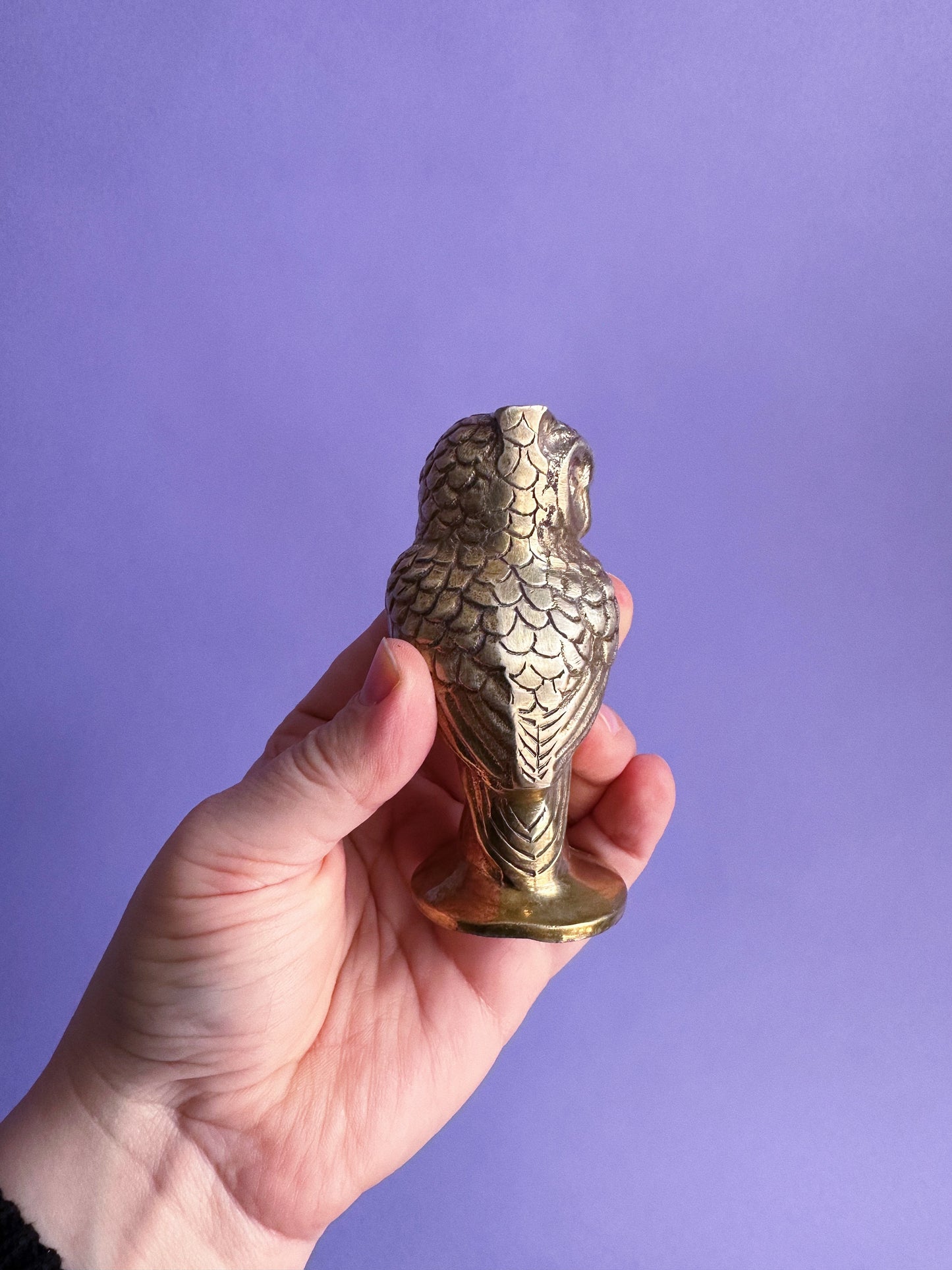 Vintage Brass Owl Sculpture Paperweight