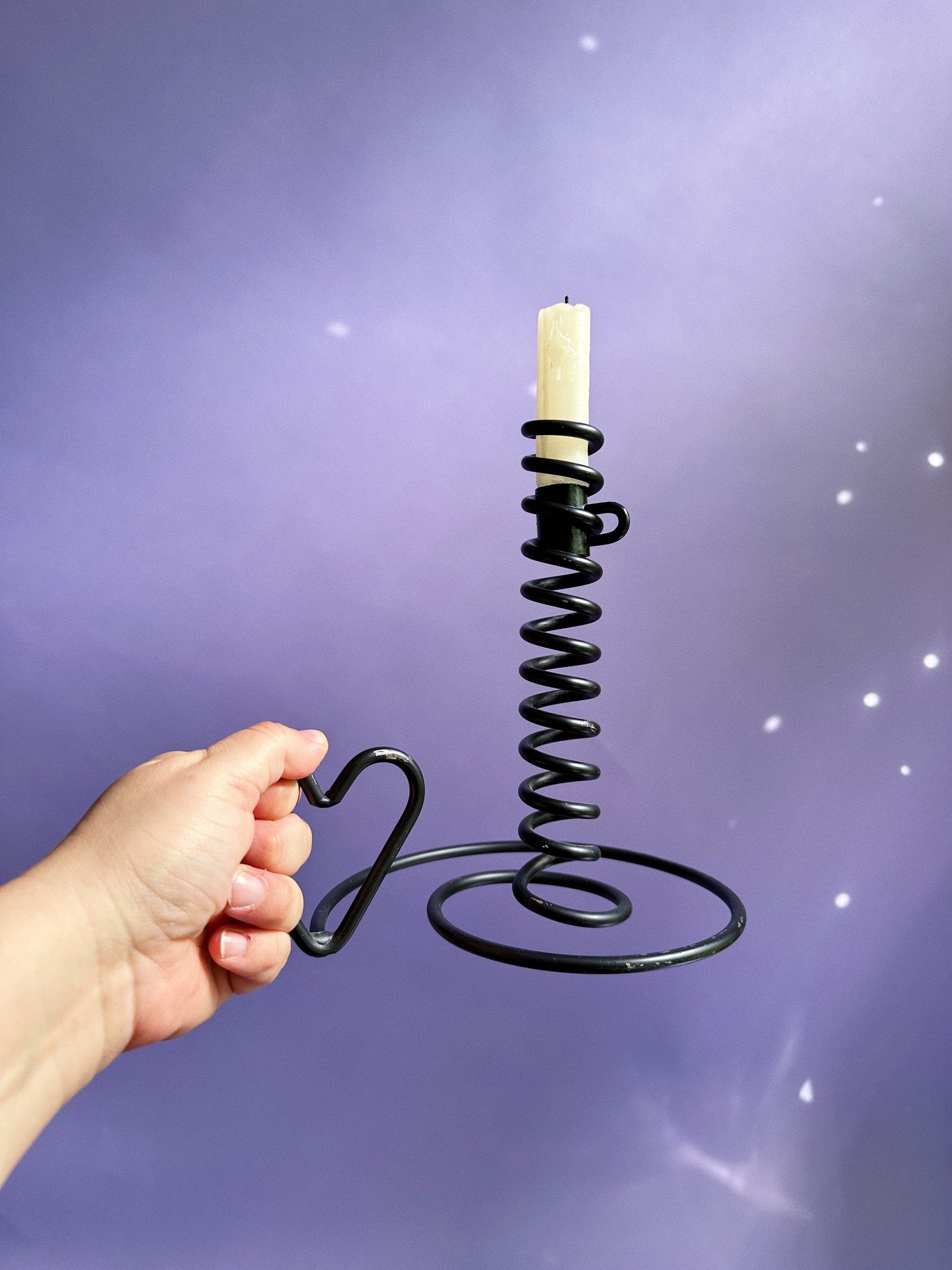 Handmade Wrought Iron Courting Candle Holder with Heart-Shaped Handle