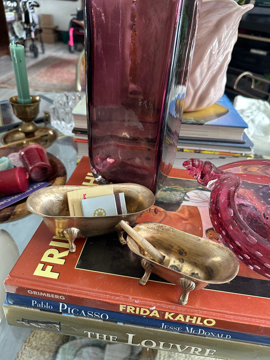 Vintage Brass Bath Tub Sculptures