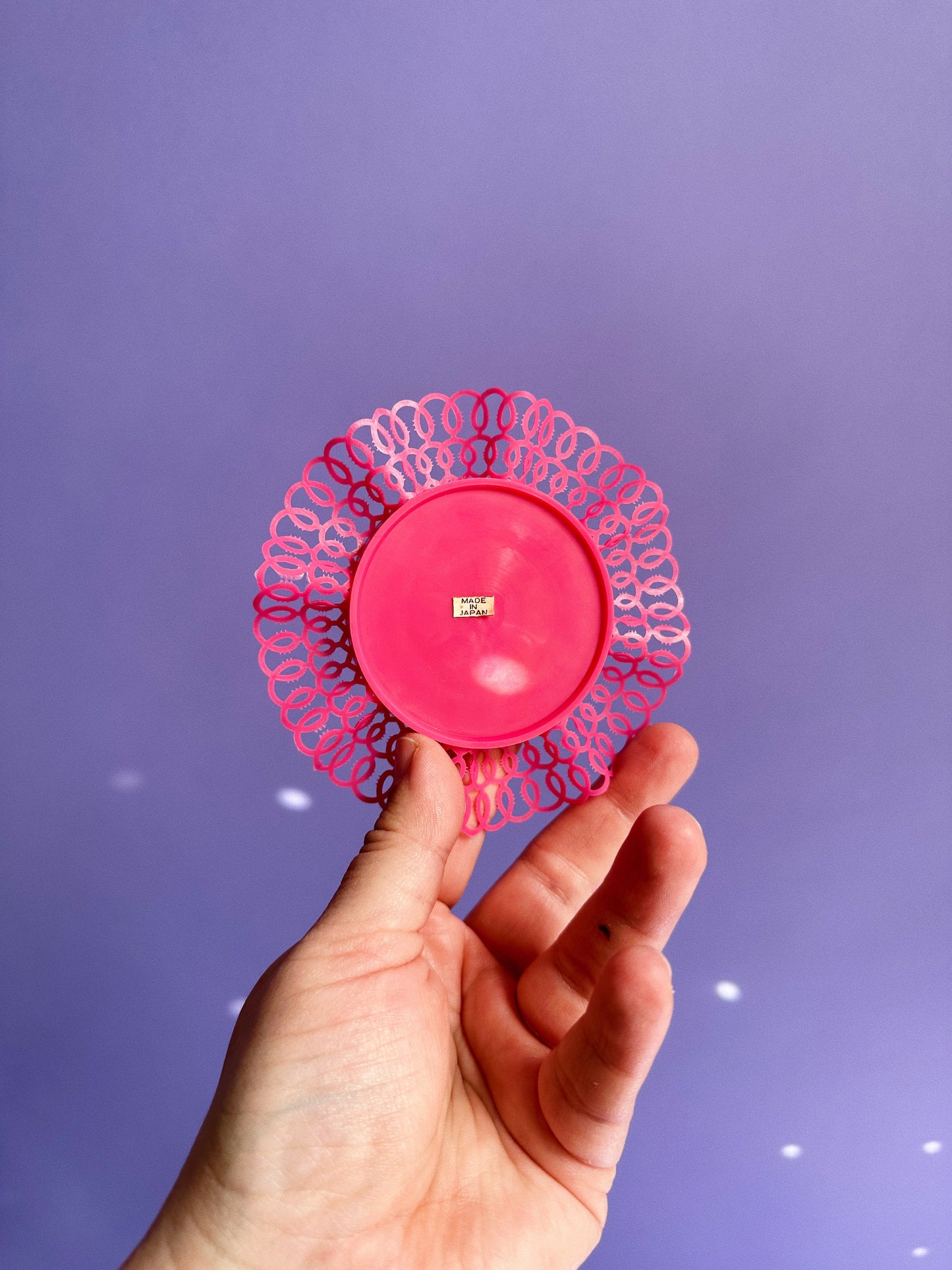 Vintage Lustro-Ware Plastic Lace Ruffled Edge Coasters Set of 6 Original Box Japan