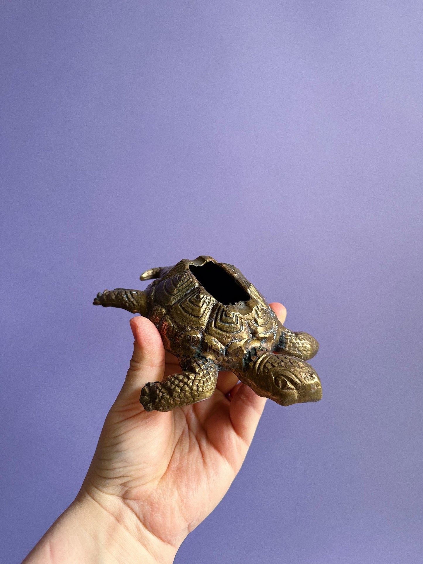 Vintage Brass Turtle Ashtray