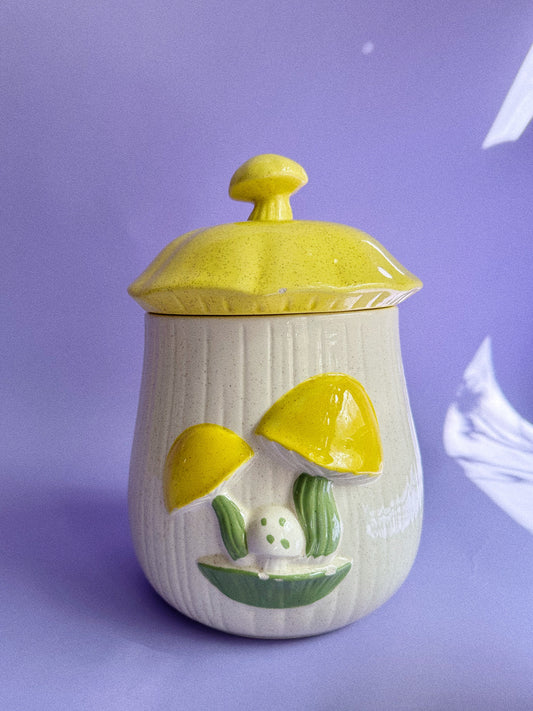 Vintage Arnels Ceramic Yellow Mushroom Canister