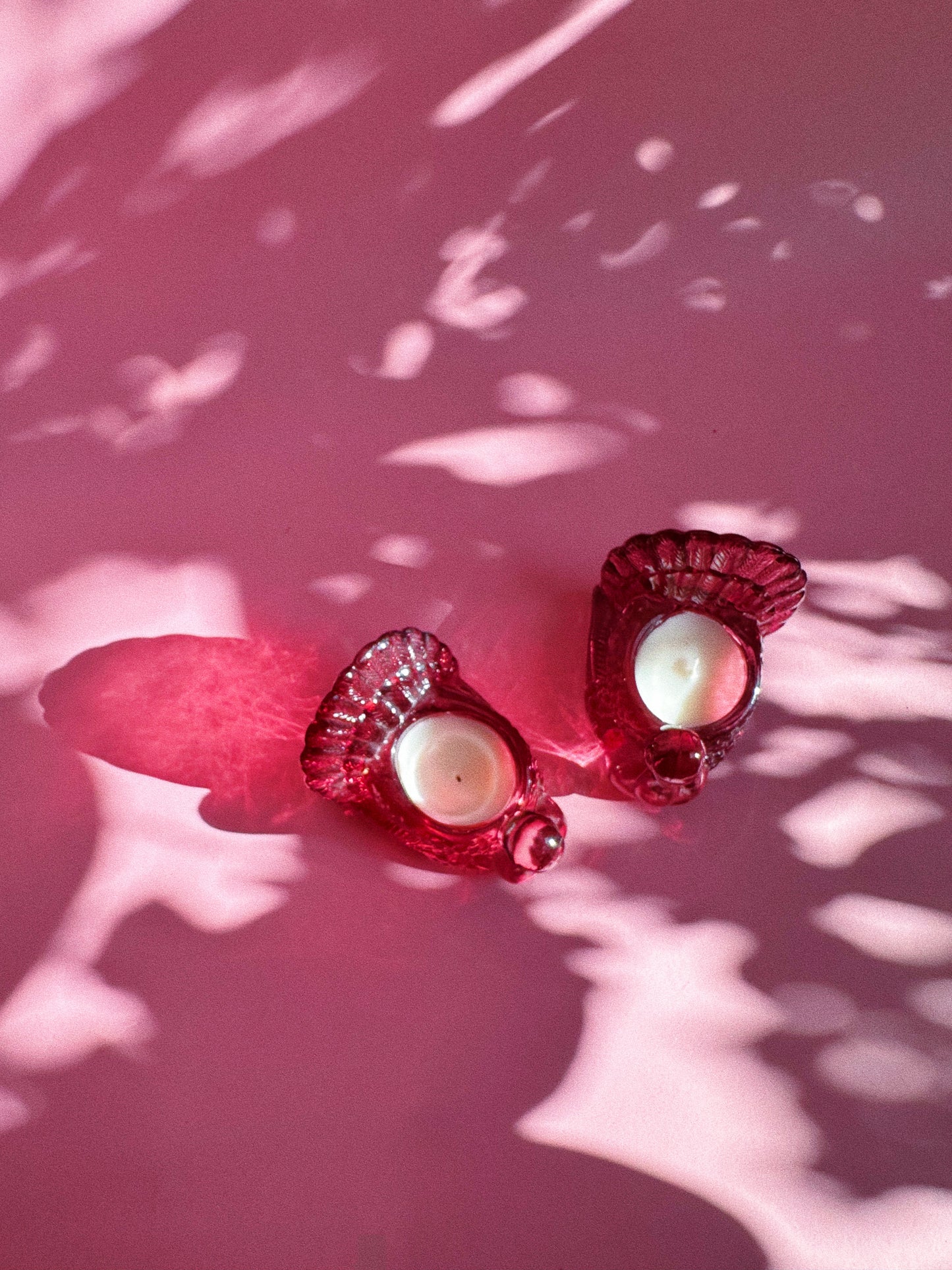 Vintage Red Crystal Turkey Tea Light / Votive Candle Holders