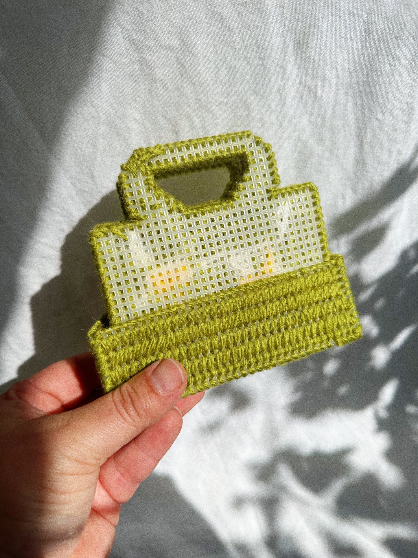 Vintage Green Cross Stitch Daisy Coasters