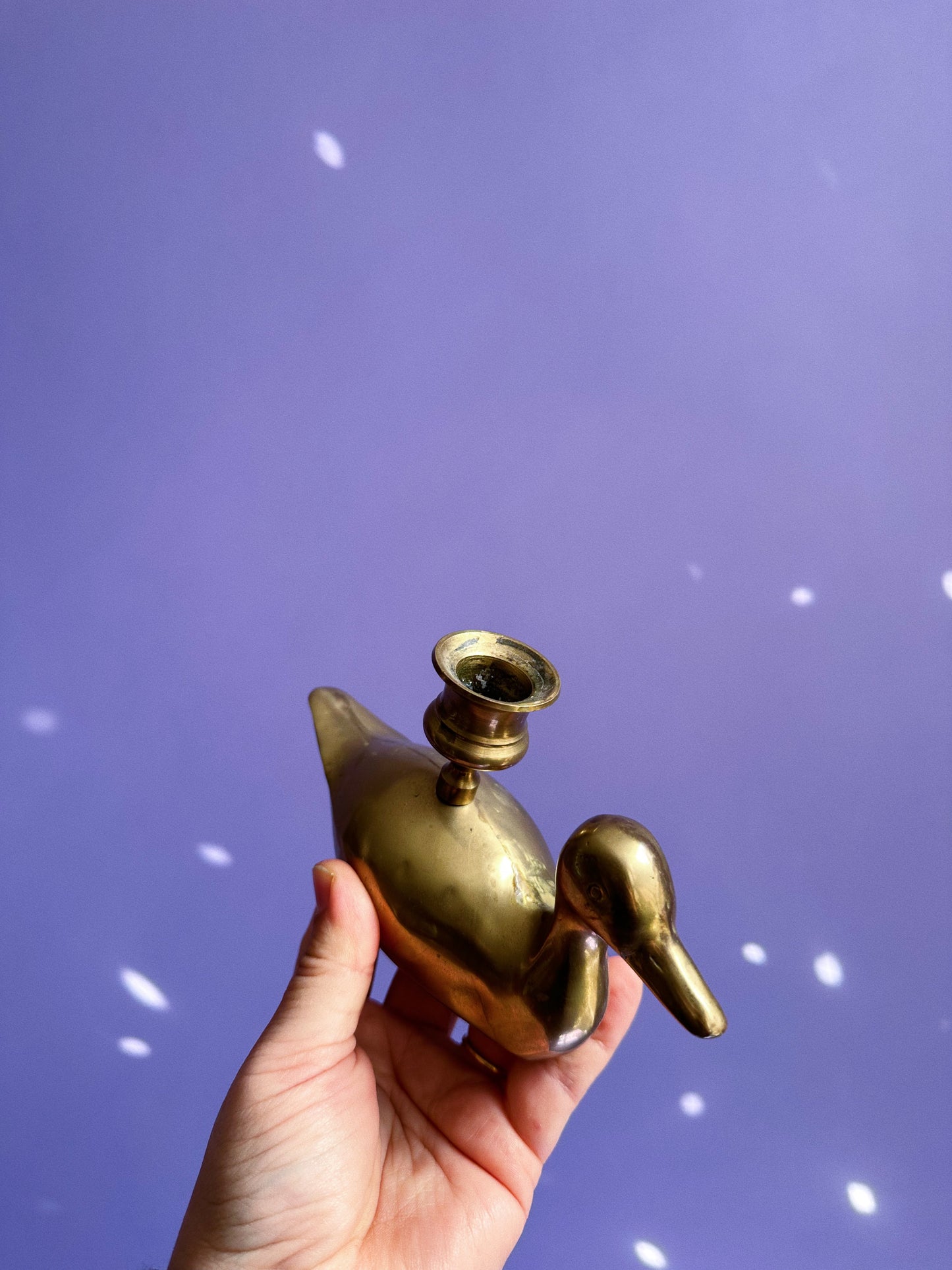 Vintage Brass Duck Candlestick