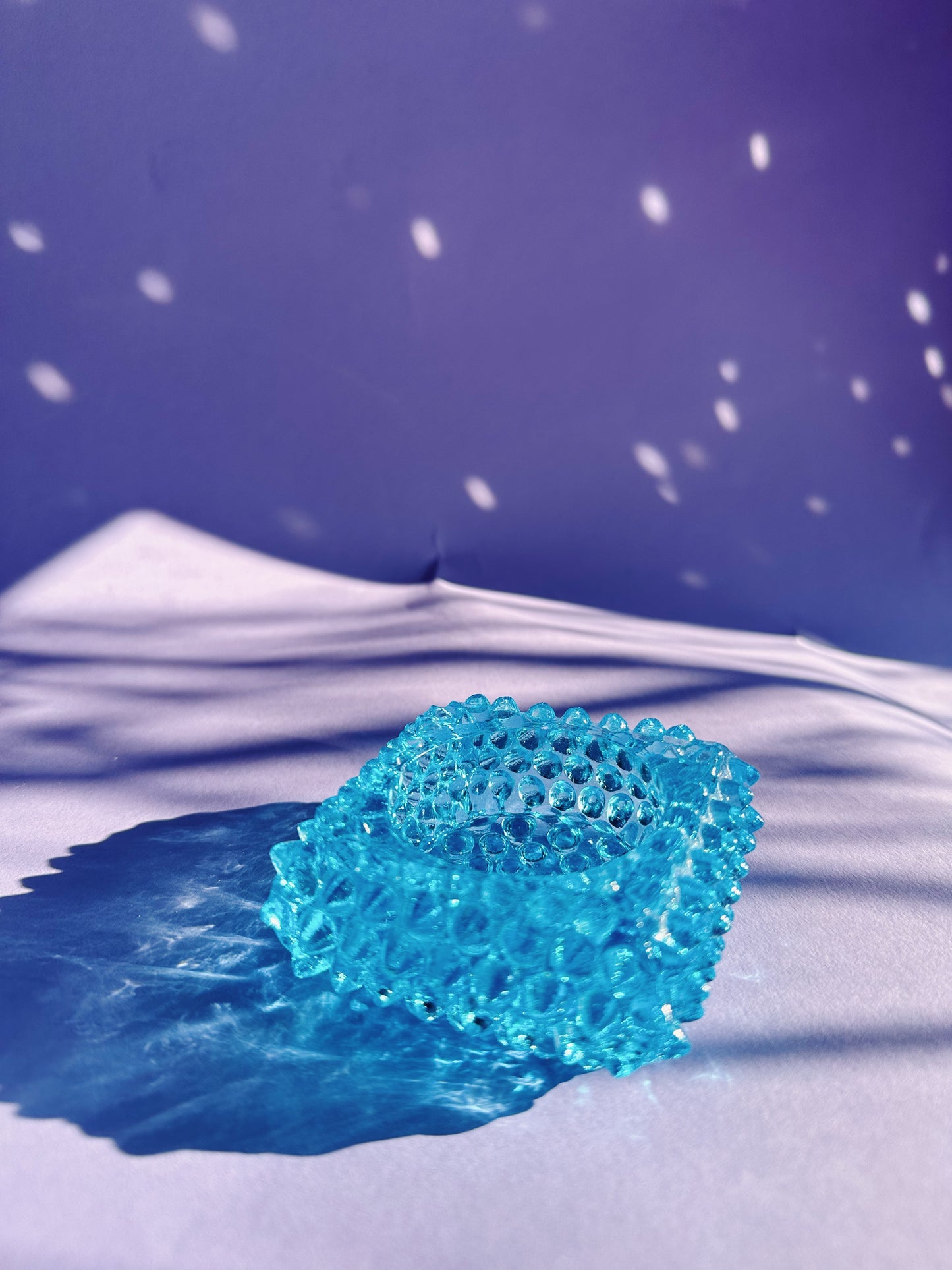 Vintage Fenton Hobnail Aqua Blue Votive Candle Holder /Ashtray / Salt Cellar