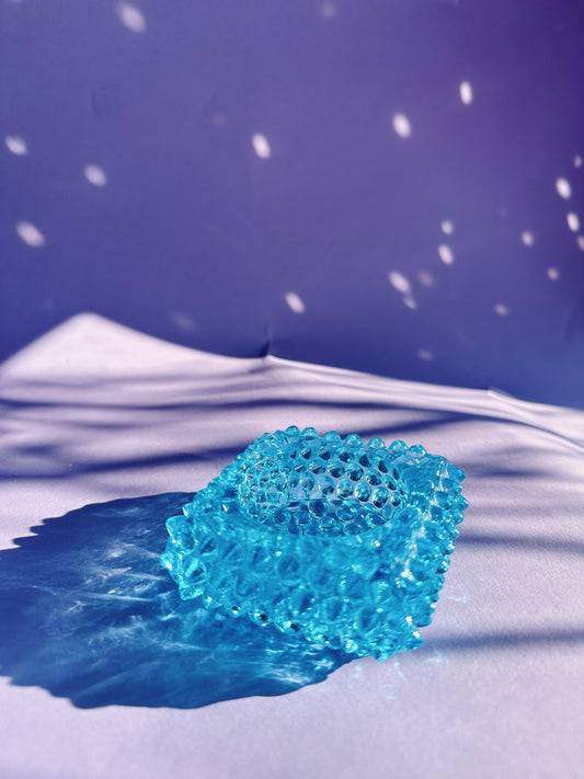 Vintage Fenton Hobnail Aqua Blue Votive Candle Holder /Ashtray / Salt Cellar