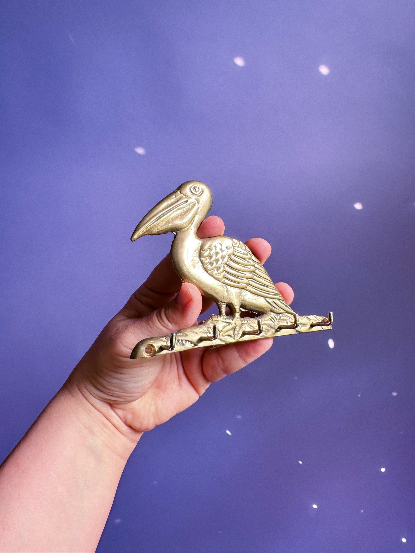 Vintage Brass Pelican Key Hooks