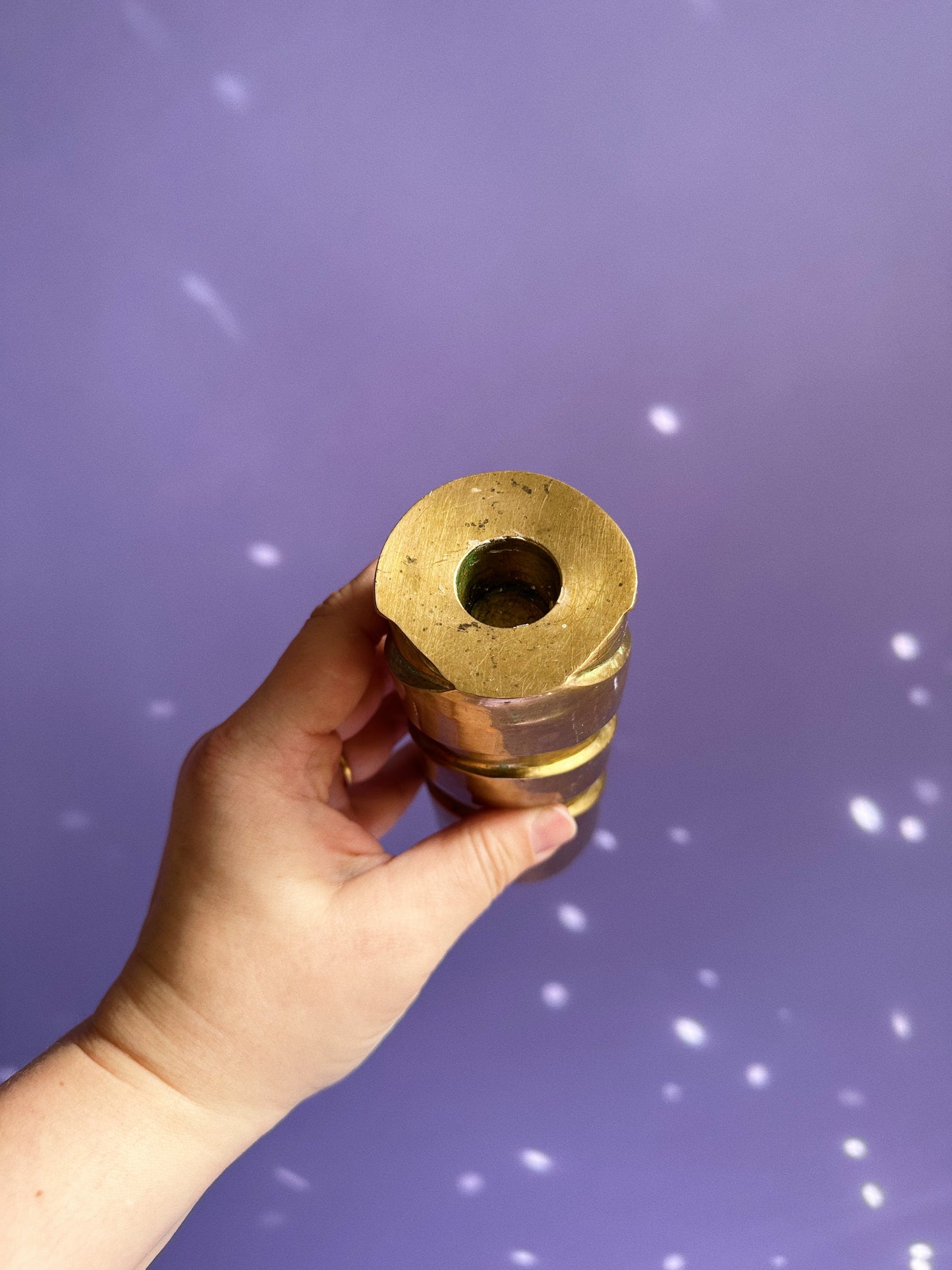 Vintage Cylinder Shaped Brass Candlestick