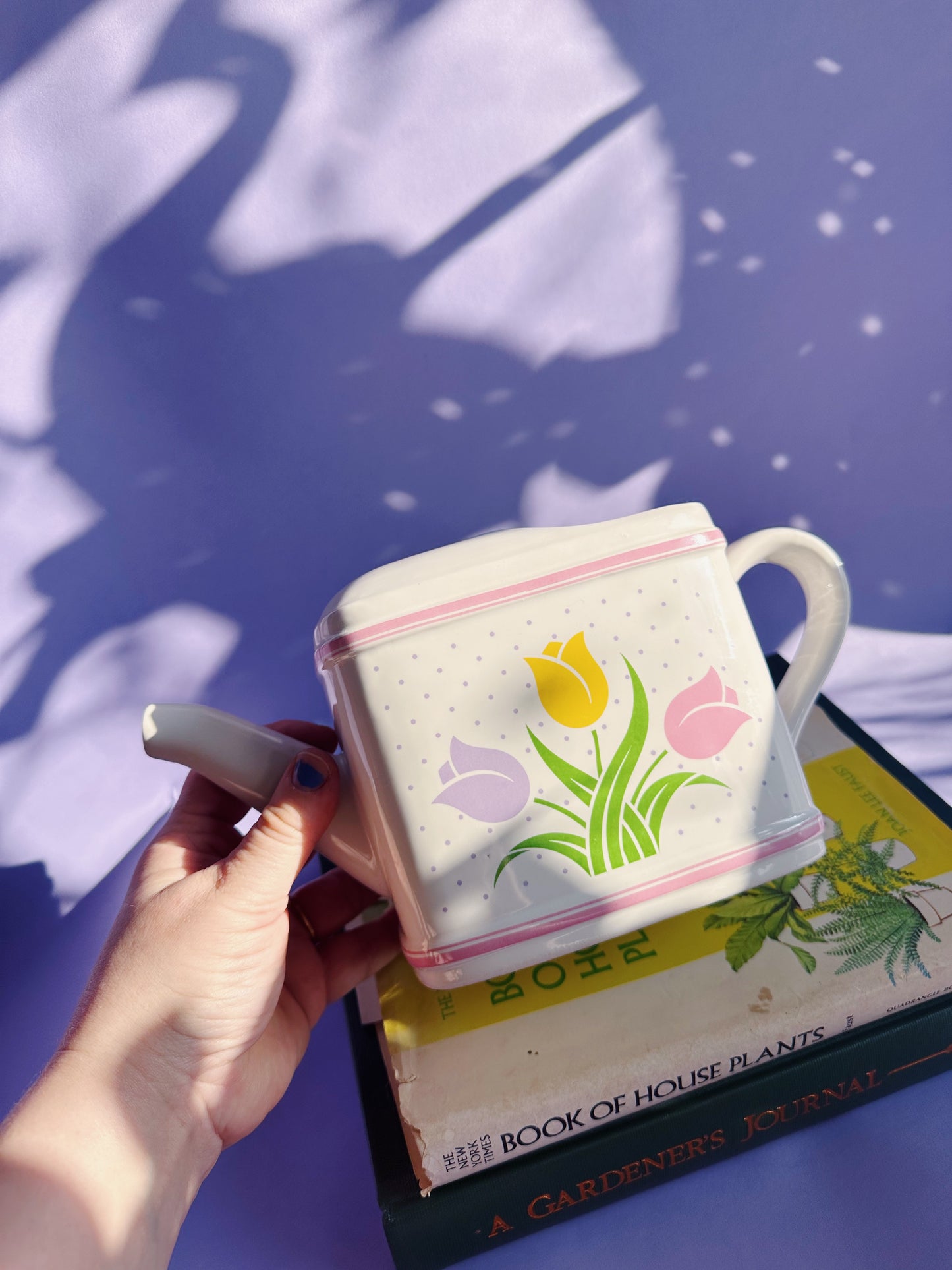 Vintage 1980s Ceramic Tulips Teleflora Plant Watering Pitcher