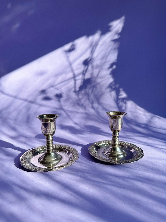 Vintage Pair of Silver Plated Made in England Candlesticks