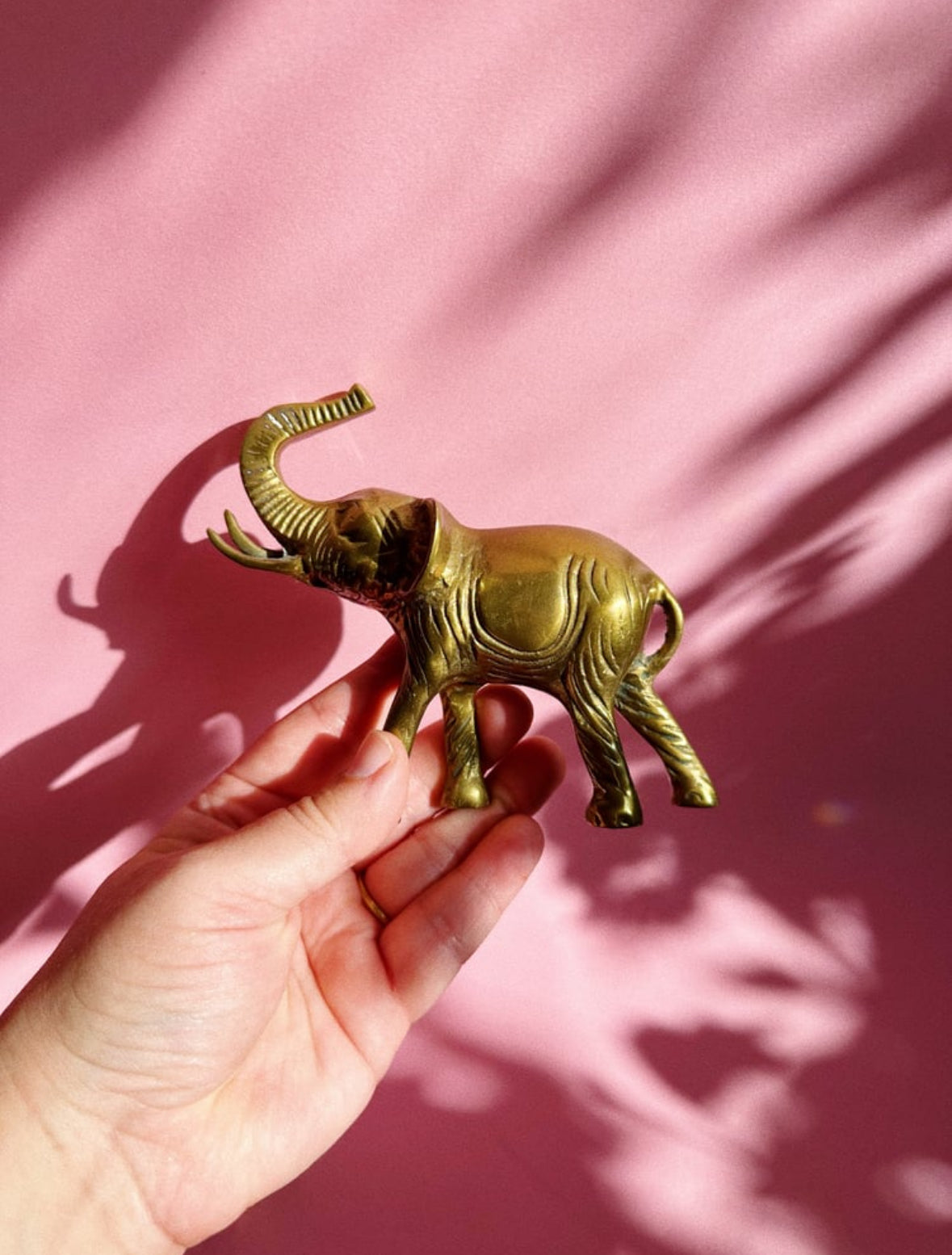 Vintage Solid Brass Elephant Sculptures