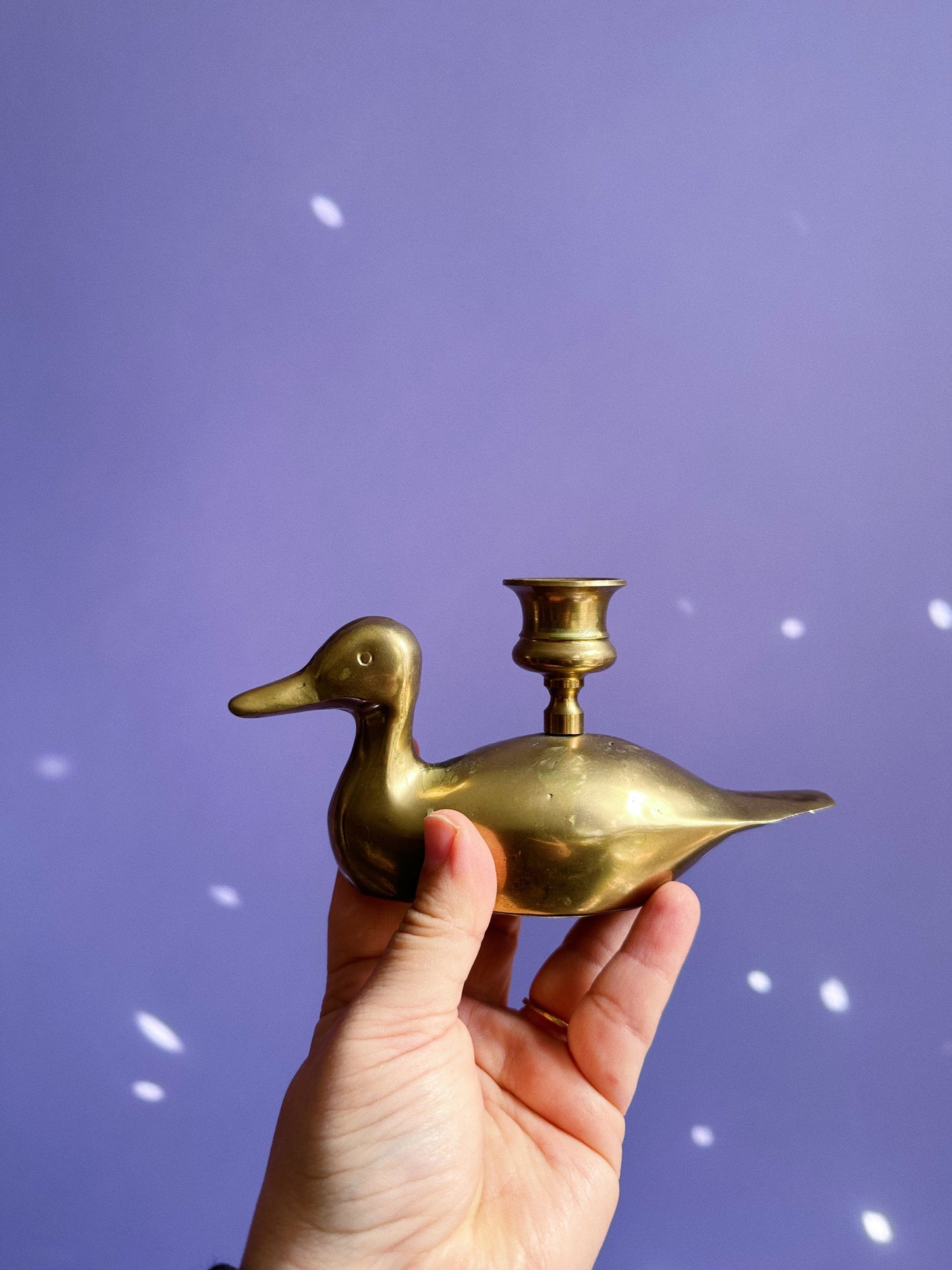 Vintage Brass Duck Candlestick