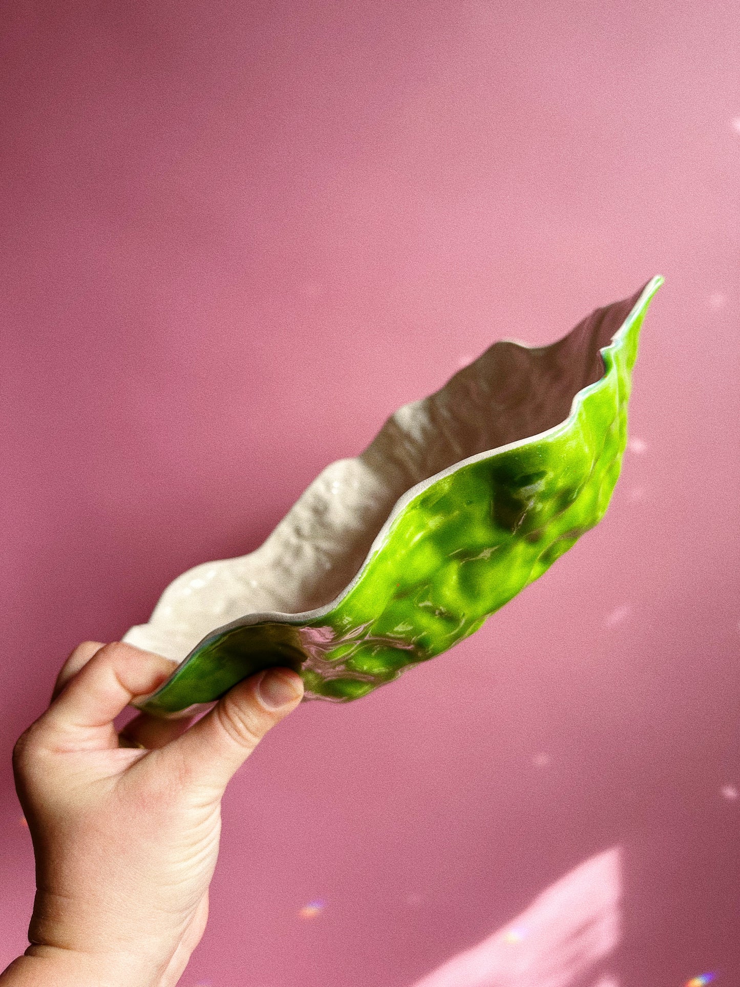 Large Vintage Ceramic Lettuce Platter