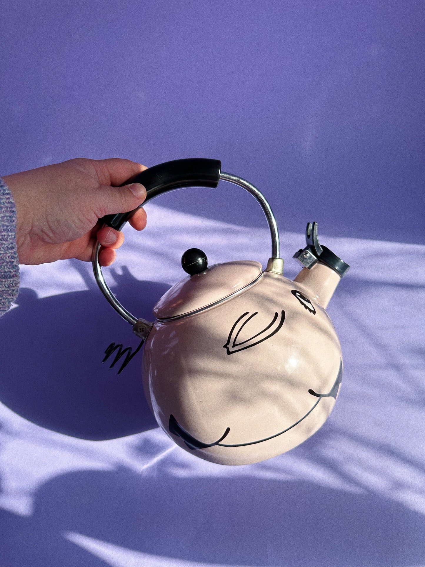 Vintage Kamenstein Pink Pig Whistling Teapot Tea Kettle Piggy Enamel