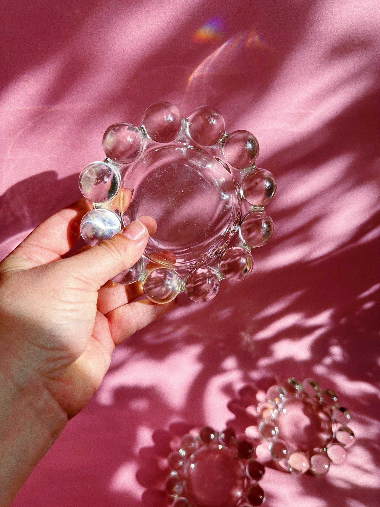 Vintage Heavy Glass Boopie Ashtrays / Throw Dishes