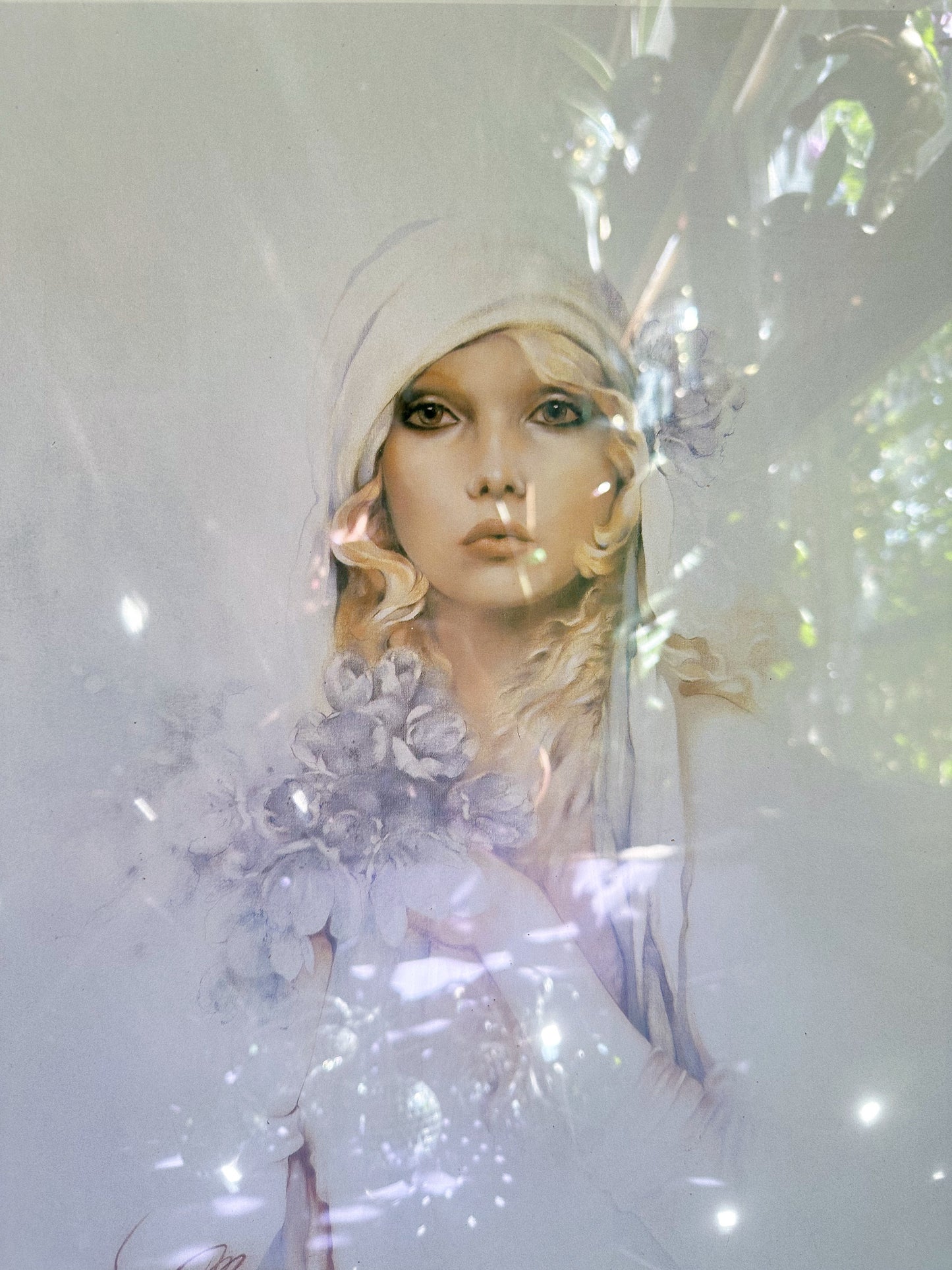 Vintage 80s Sara Moon “Claudia” & “Sara” Brass Framed Lithograph Prints