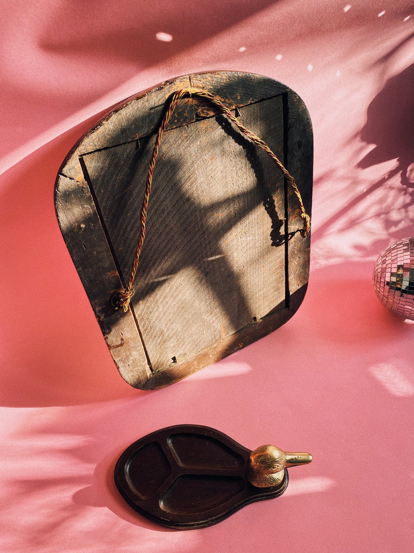 Vintage Wood & Wood Veneer Mirror