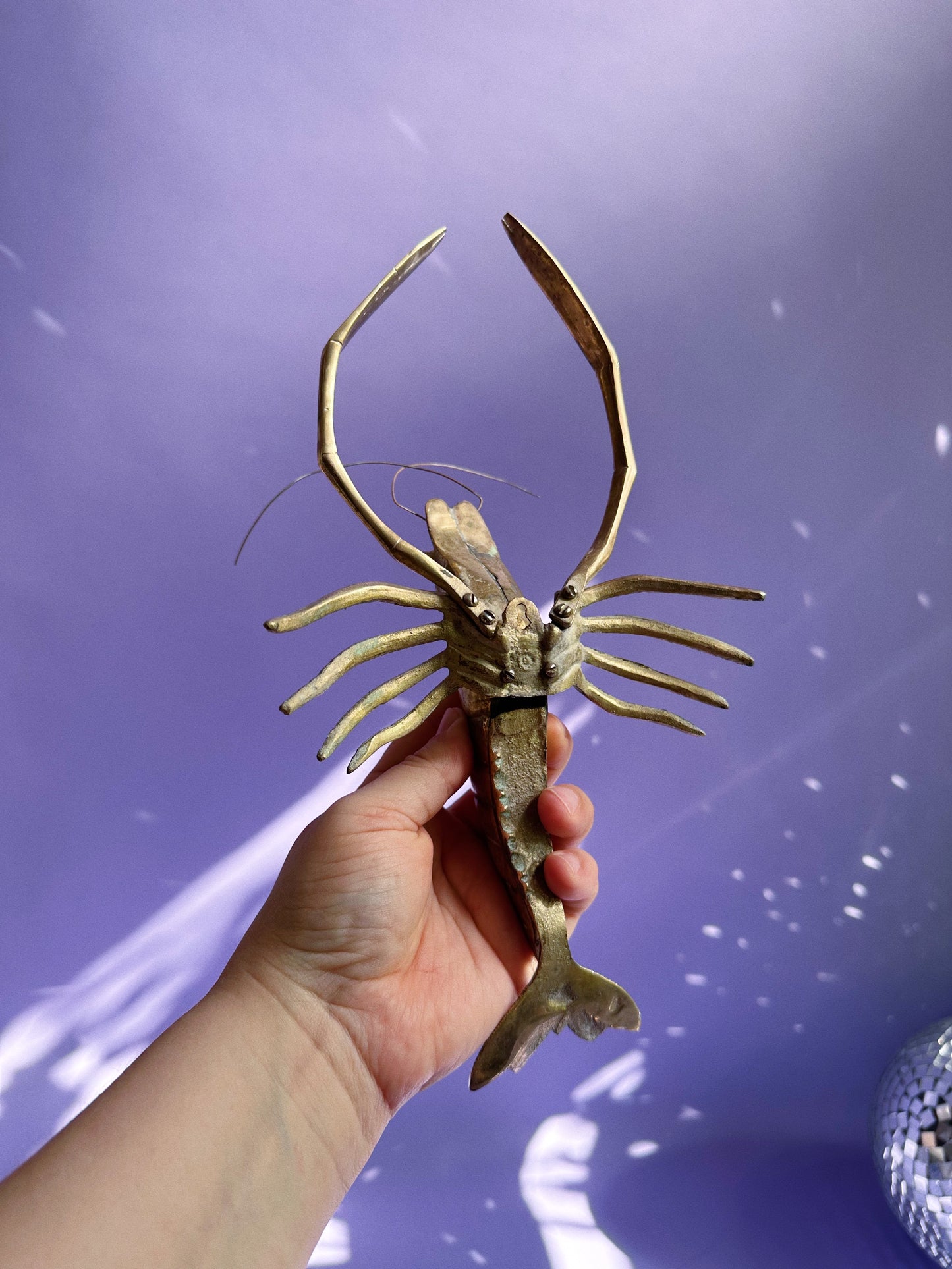 Vintage Brass 12" Shrimp Lobster Crawfish Sea Creature Wet Bug Langoustine