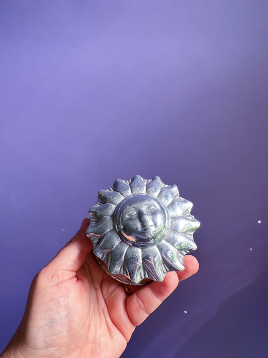 Vintage Lidded Sun Chrome Trinket Box