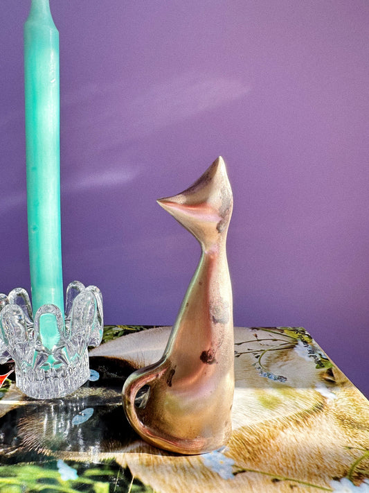 Vintage Brass Cat Sculpture