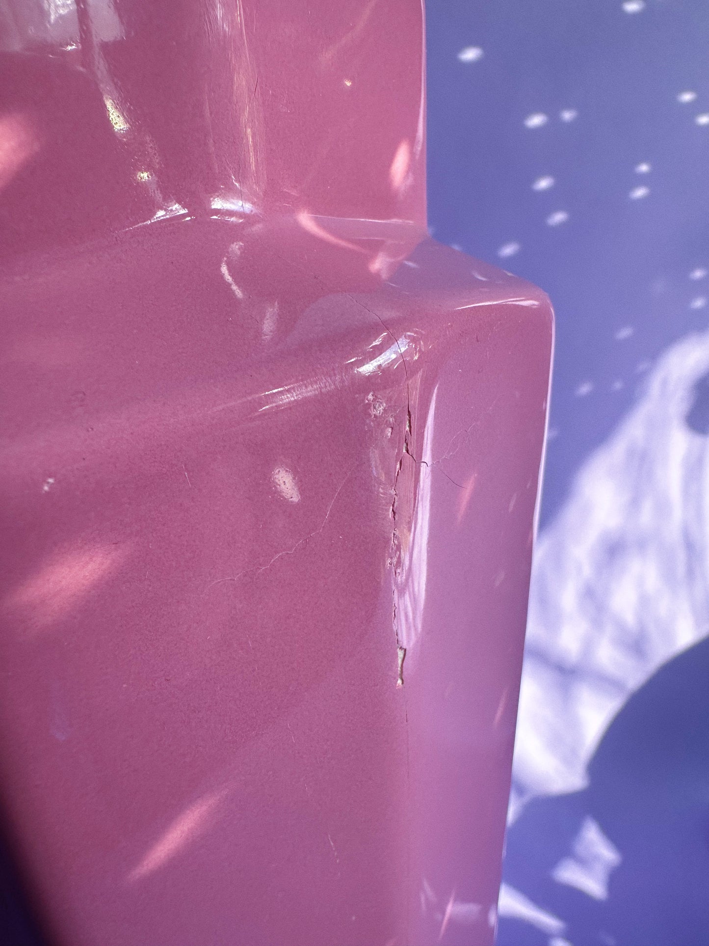 Large Vintage Rose / Dusty Rose Pink Post Modern Flower Floor Vase